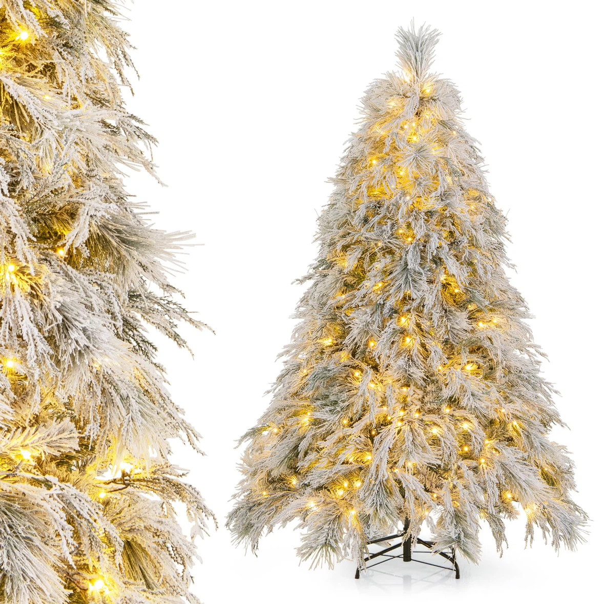 6ft Pre-Lit Flocked Christmas Tree - photo 2