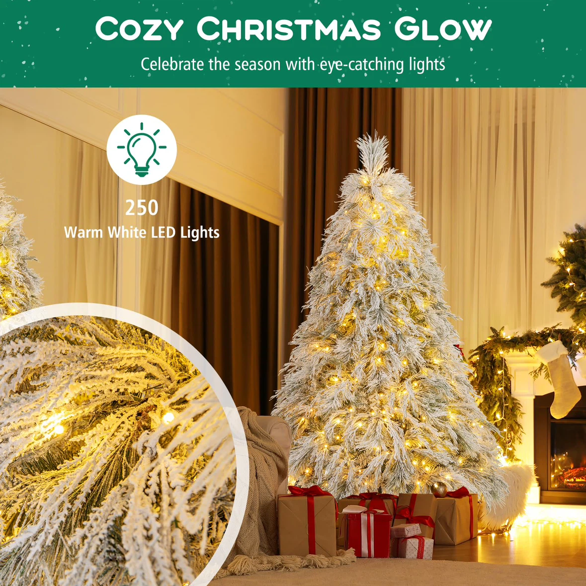 6ft Pre-Lit Flocked Christmas Tree - photo 4