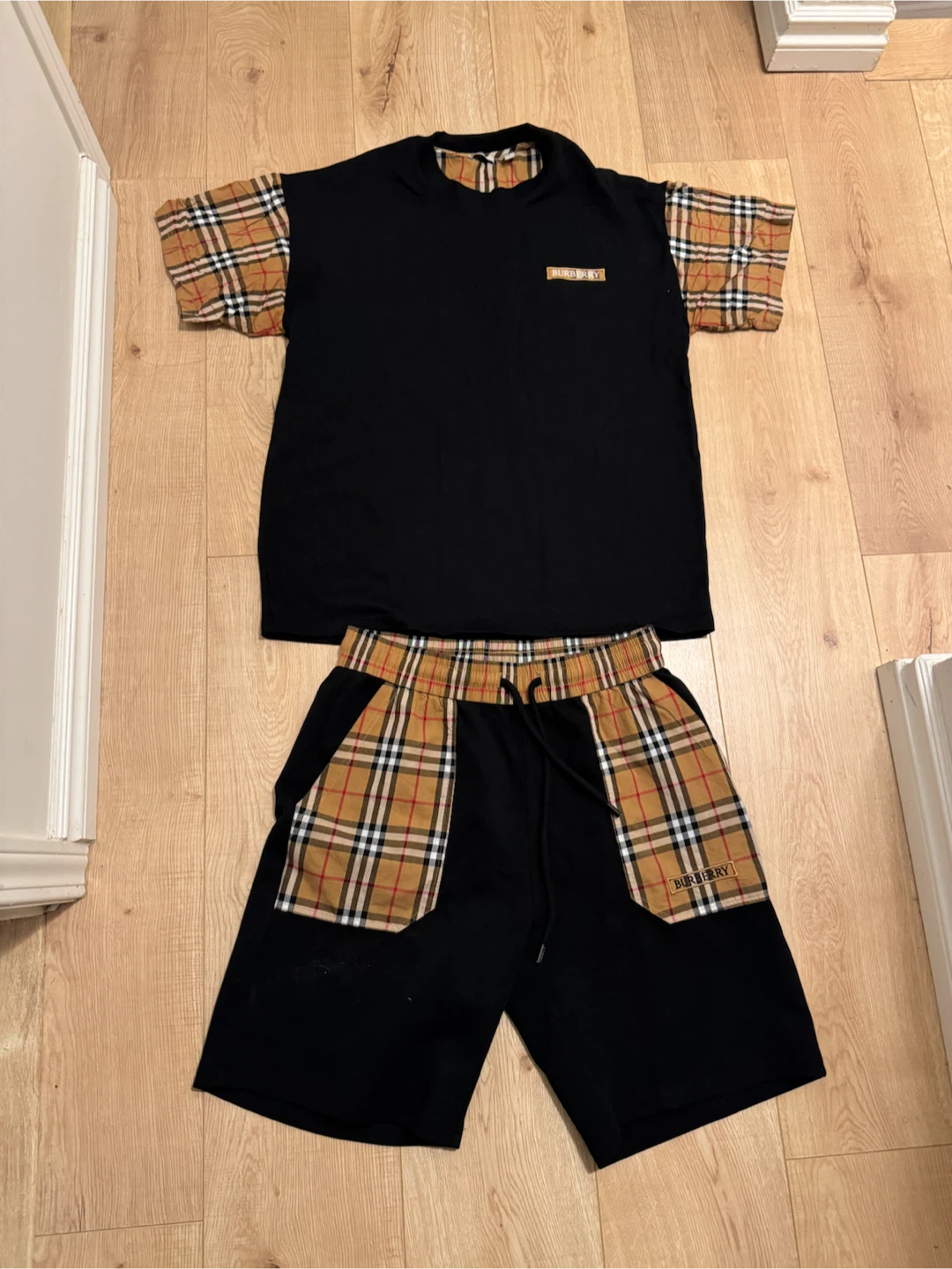 Burberry Black Short Sleeve T-Shirt and Shorts Set