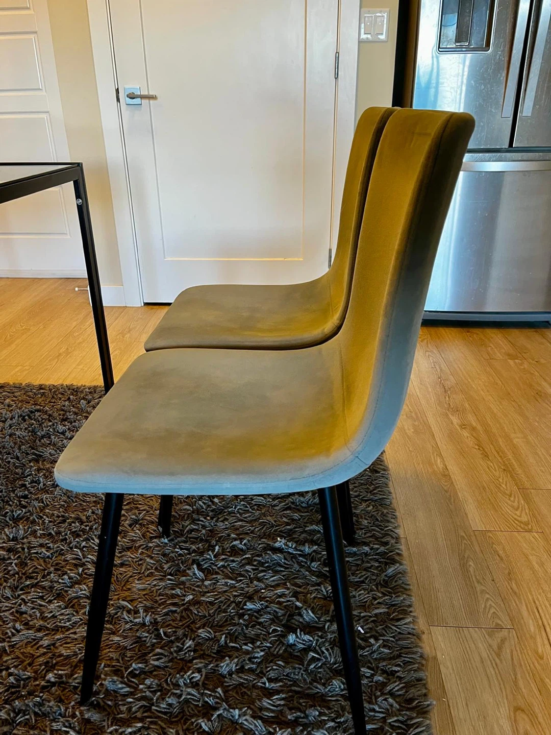 Black Glass Dining Table with 4 Velvet Chairs - photo 2