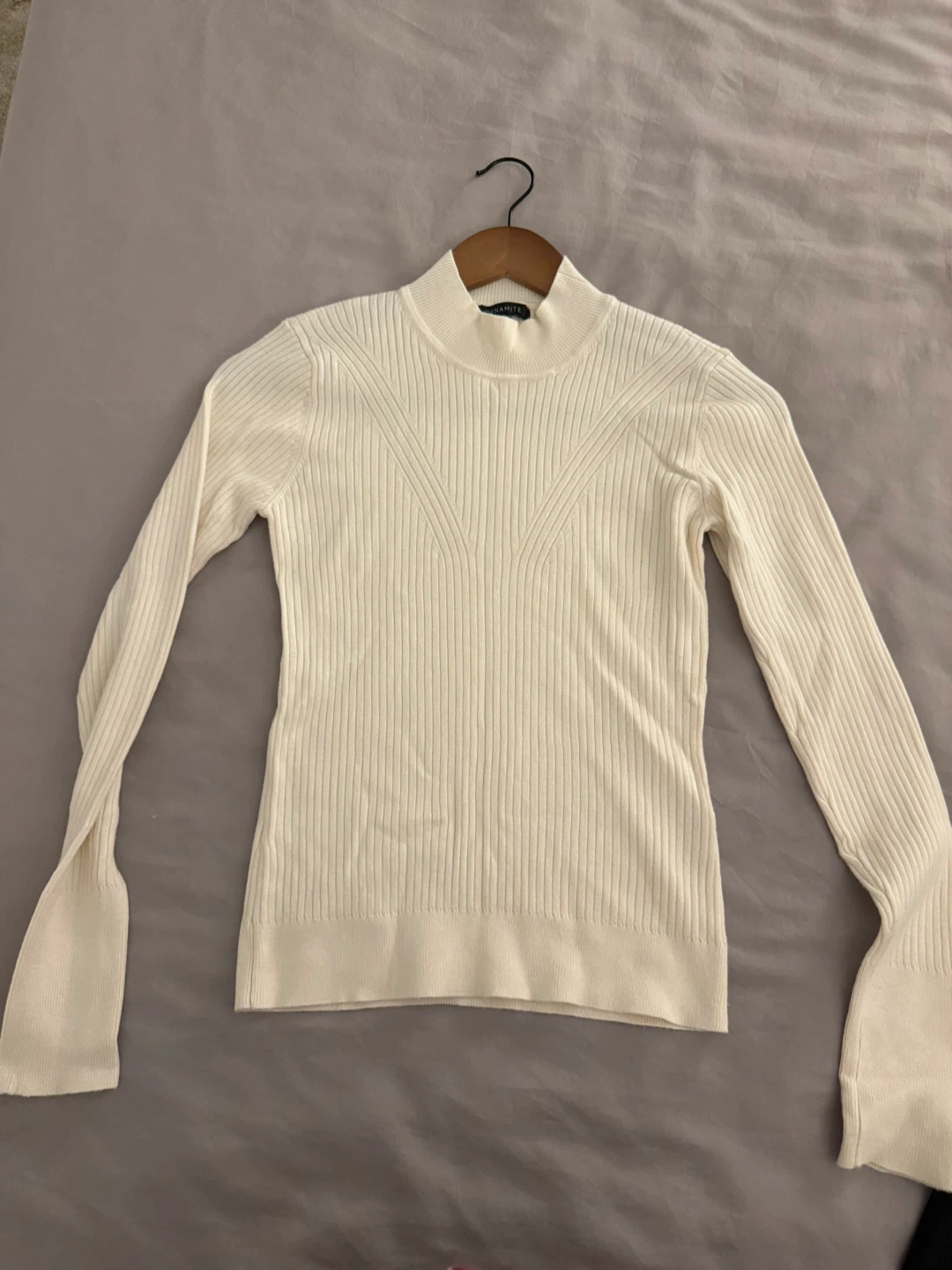 Dynamite Cream Ribbed Mock Neck Sweater