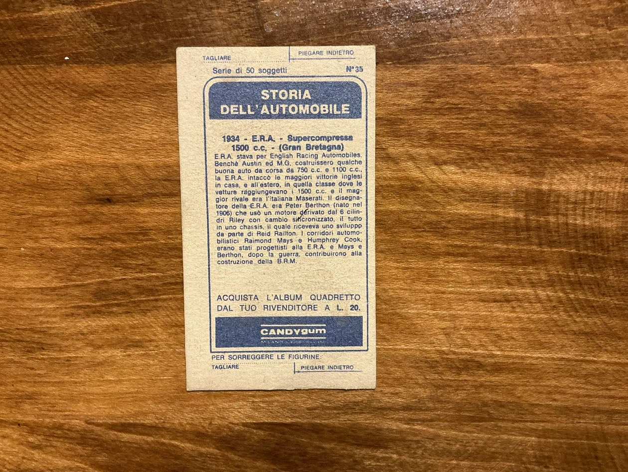 1970’s Candygum Storia dell'Automobile Collectible Card No 35 - photo 2