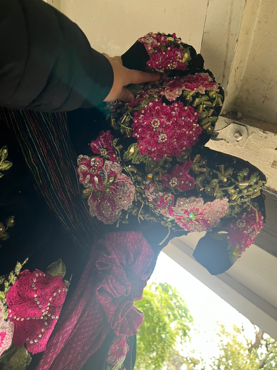 Black Velvet Floral Embroidered ( quinceañera dress) - photo 2