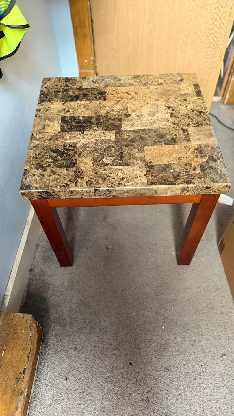 Faux Marble Top Side Table - photo 2