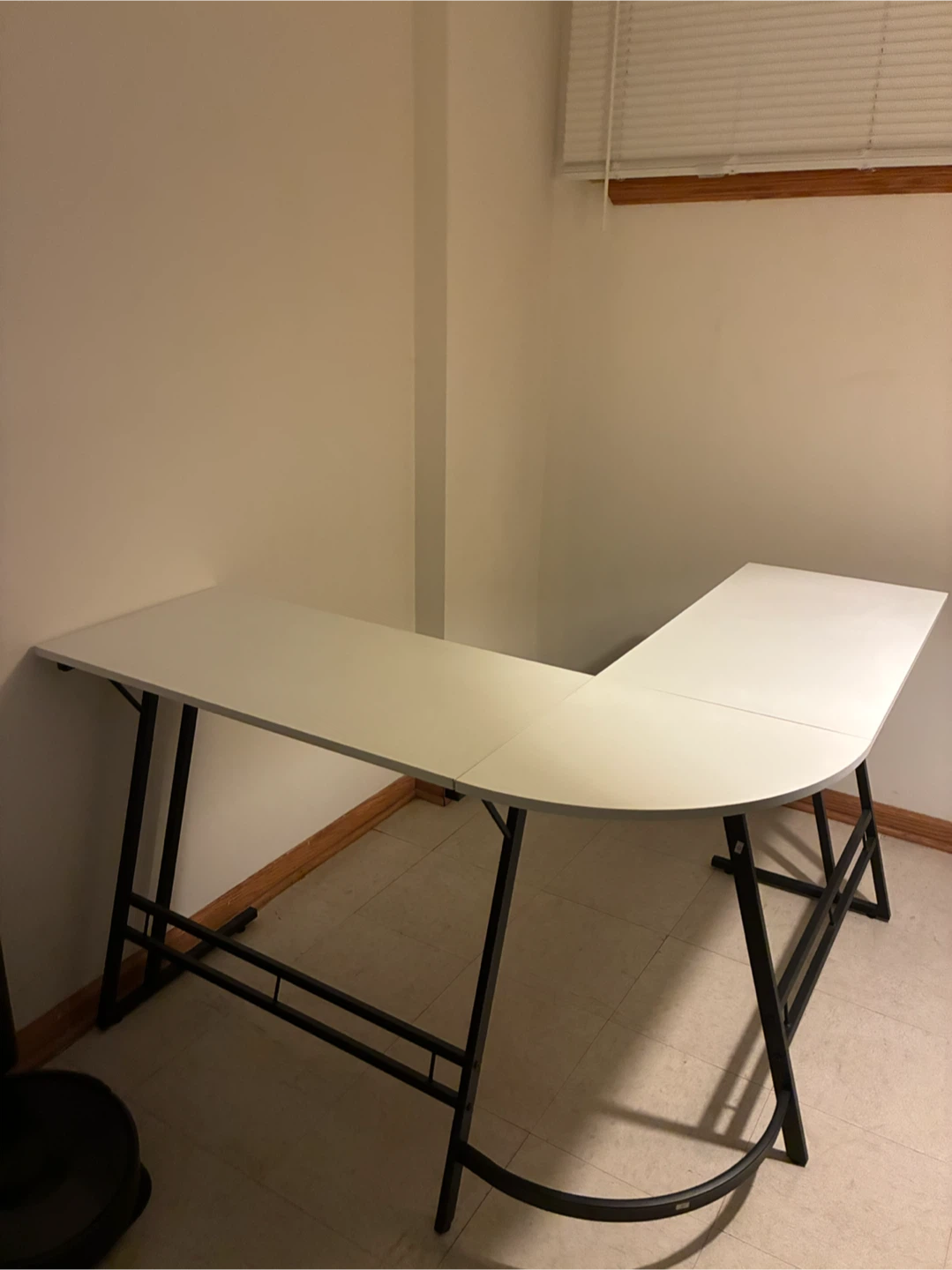 L-Shaped Corner Desk White and Black