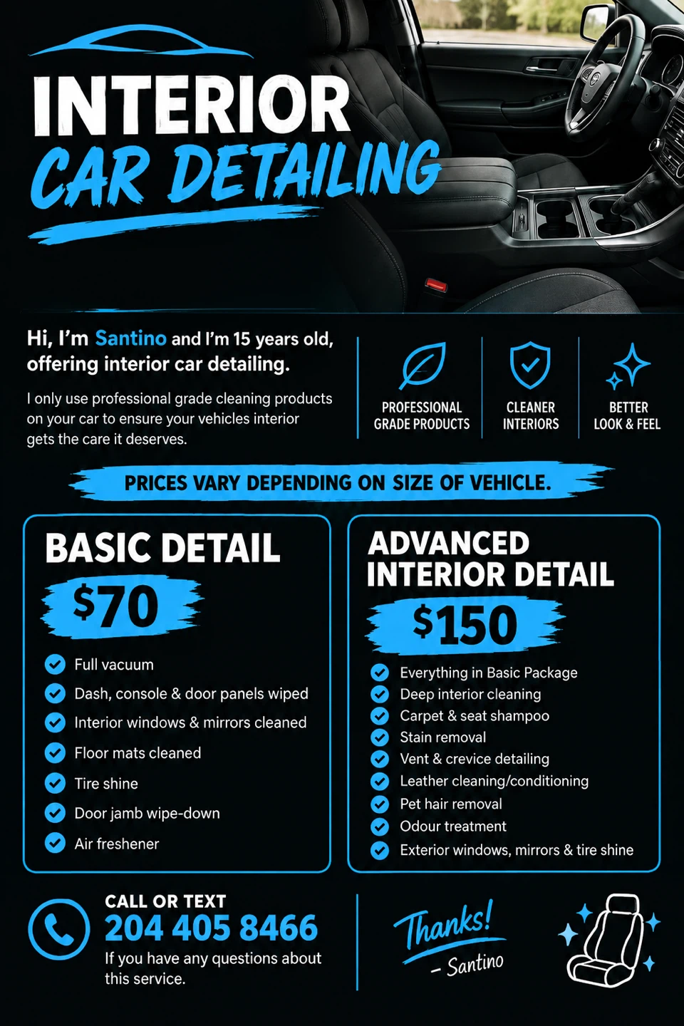 Interior detailing for sale
