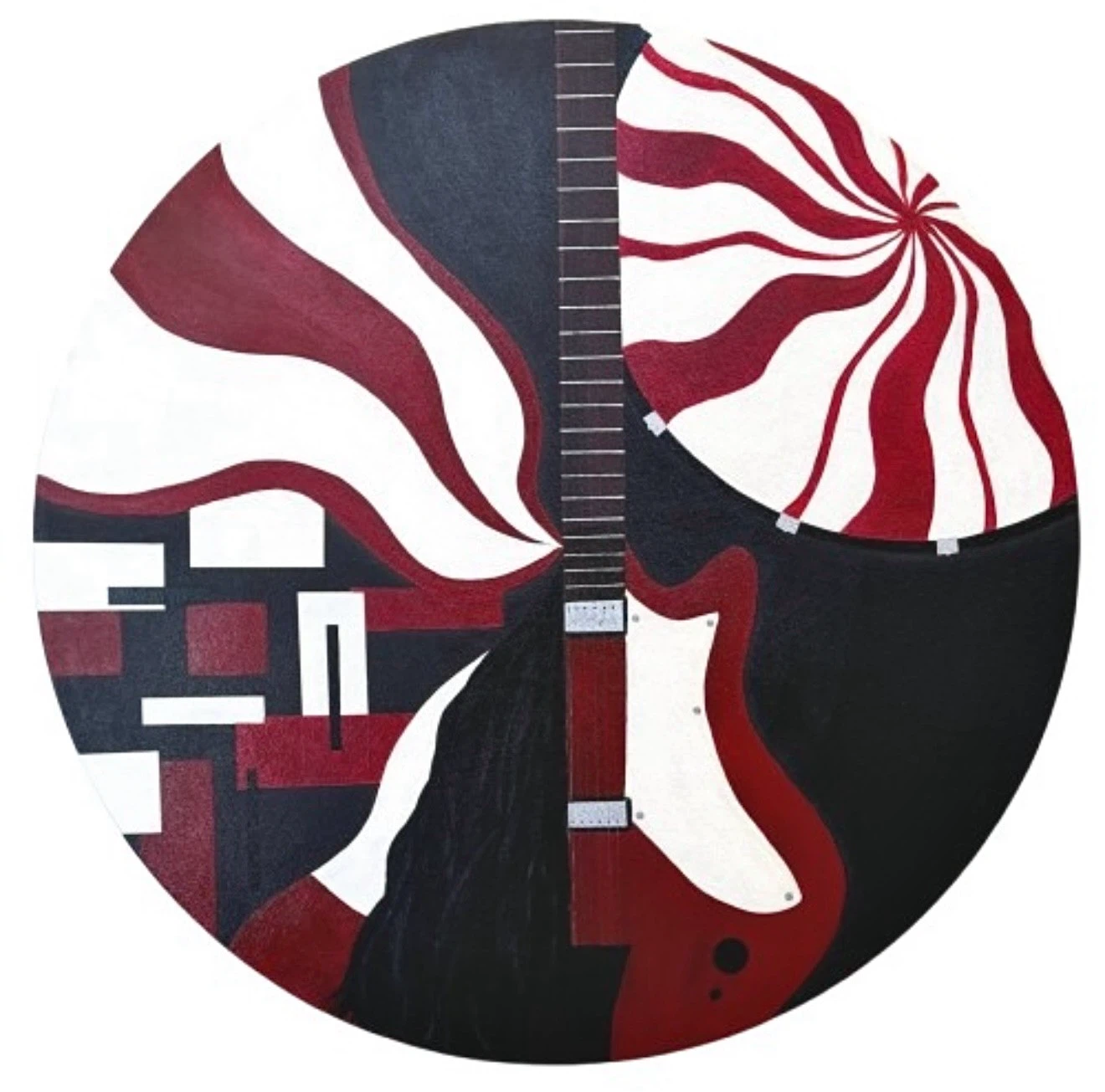 Original Painting Abstract Round Guitar Music Wall Art - photo 2