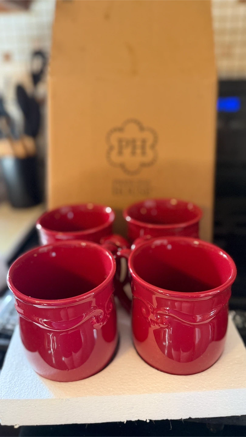 Princess House Set of 4 Red Mugs