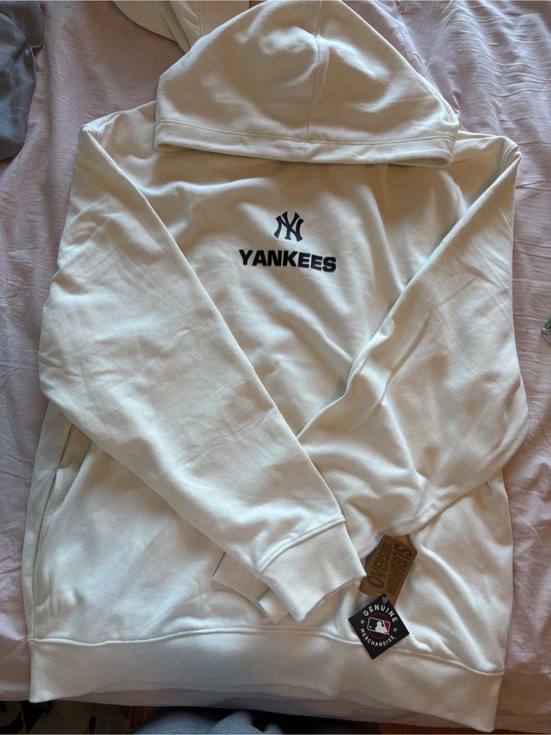 (M&L) New York Yankees Cream White Hoodie