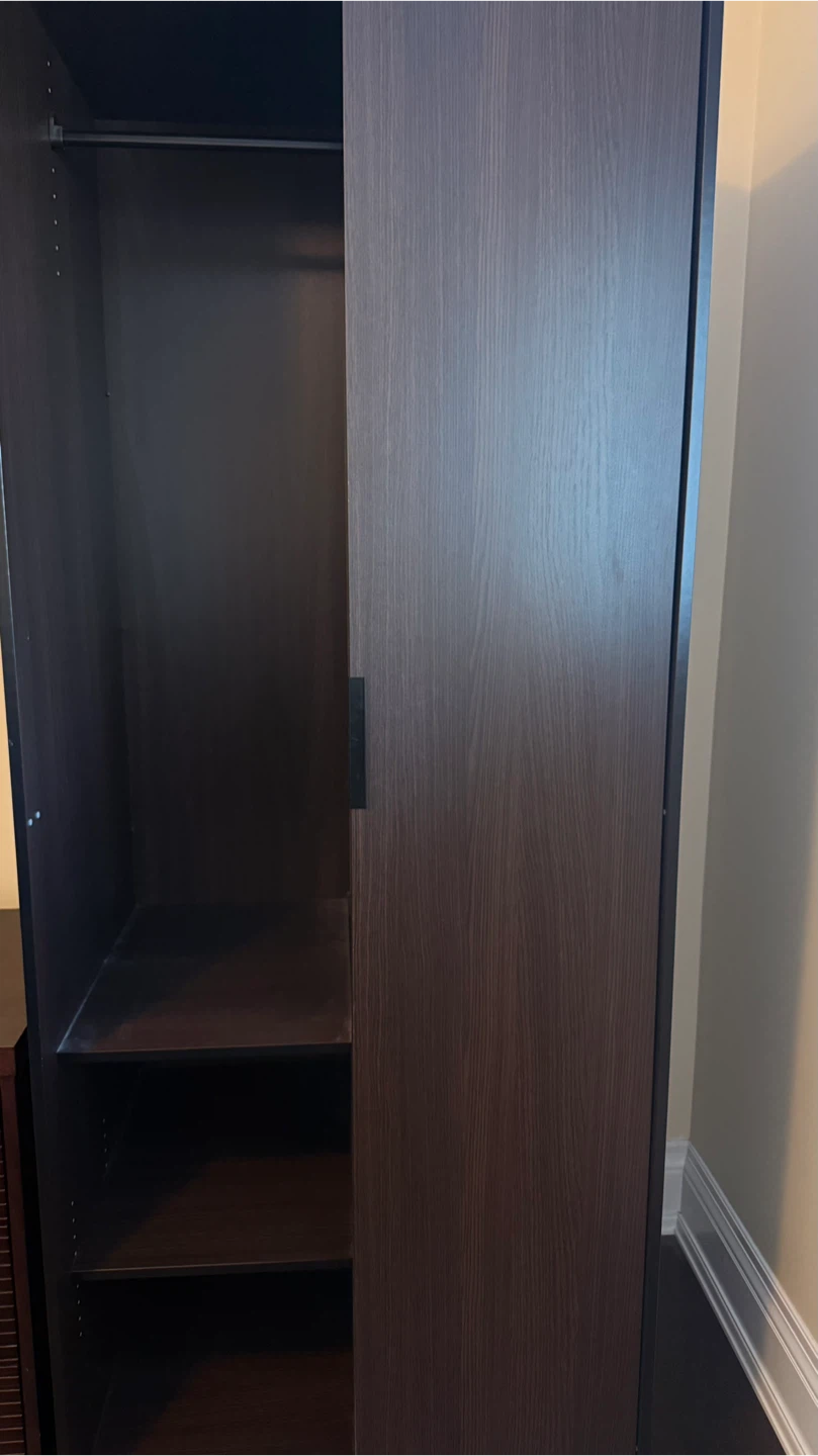 Dark wood grain wardrobe with sliding door - photo 2