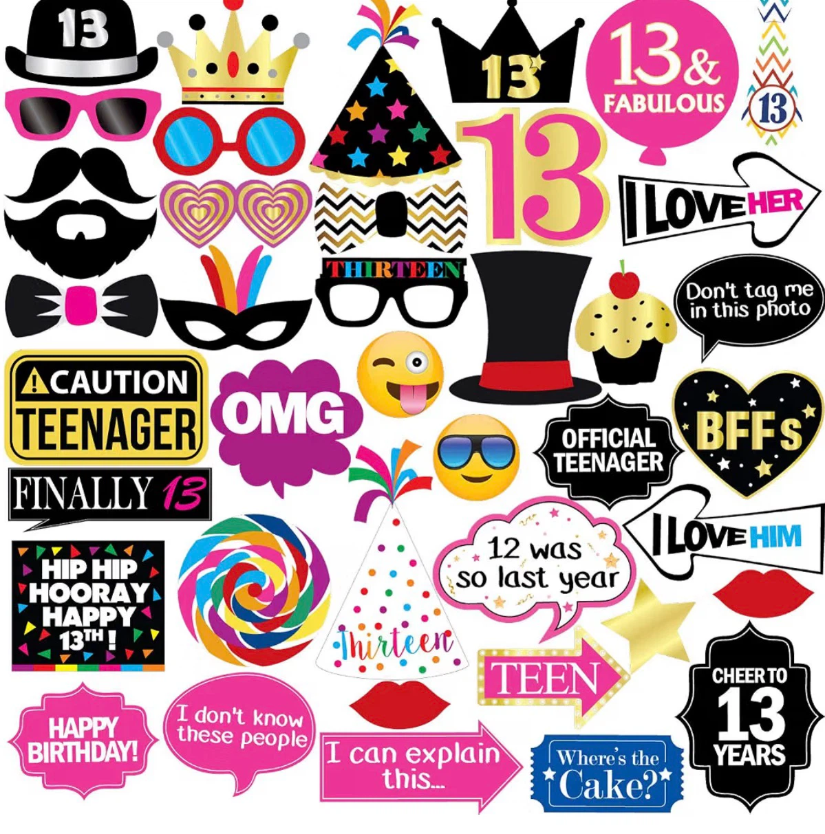13th Birthday Photo Props