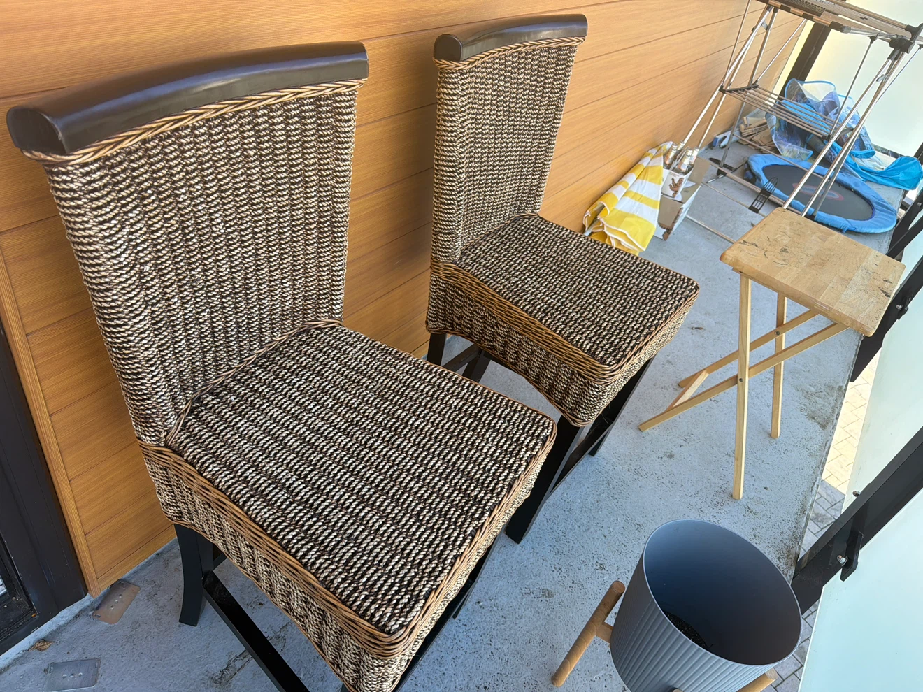 Two Wicker Bar Stools outdoor or indoor