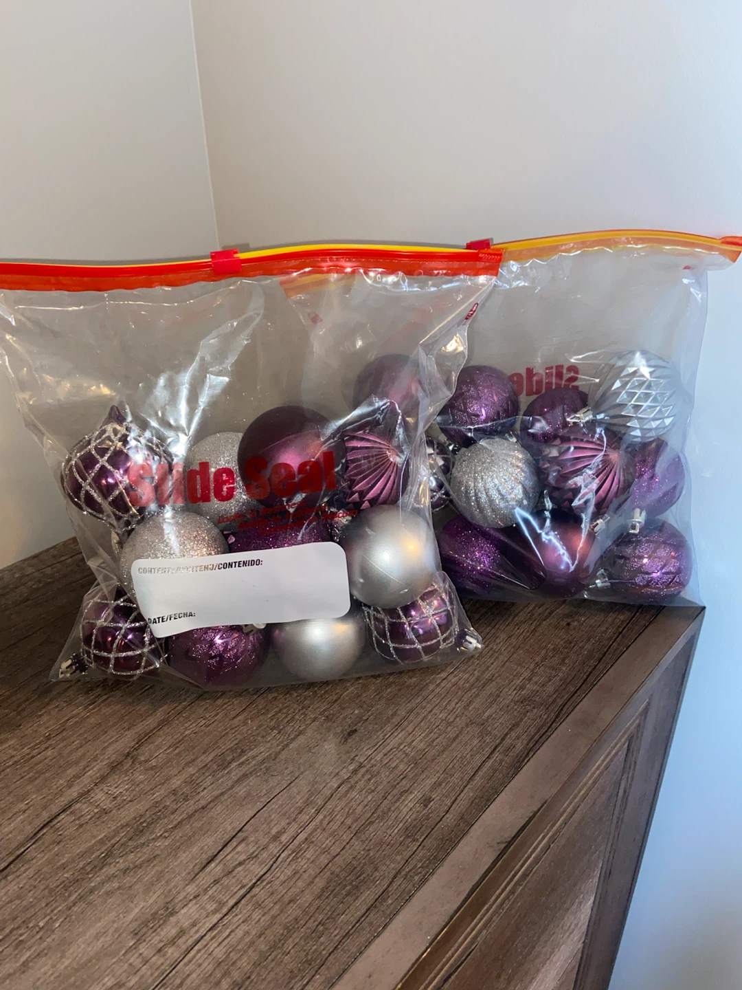 Set of 28 Purple and Silver Christmas Ornaments