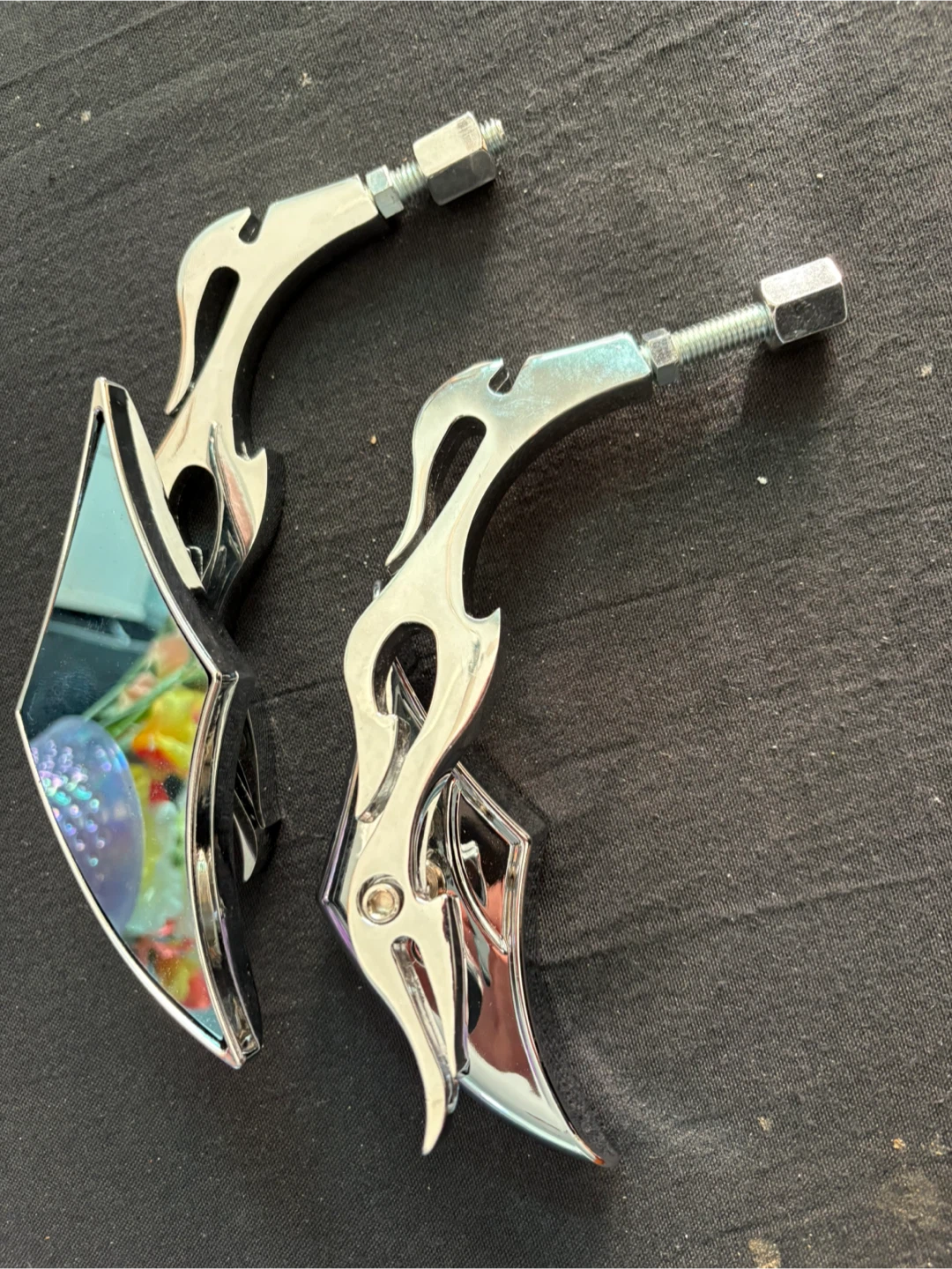 Chrome Flame Motorcycle Mirrors