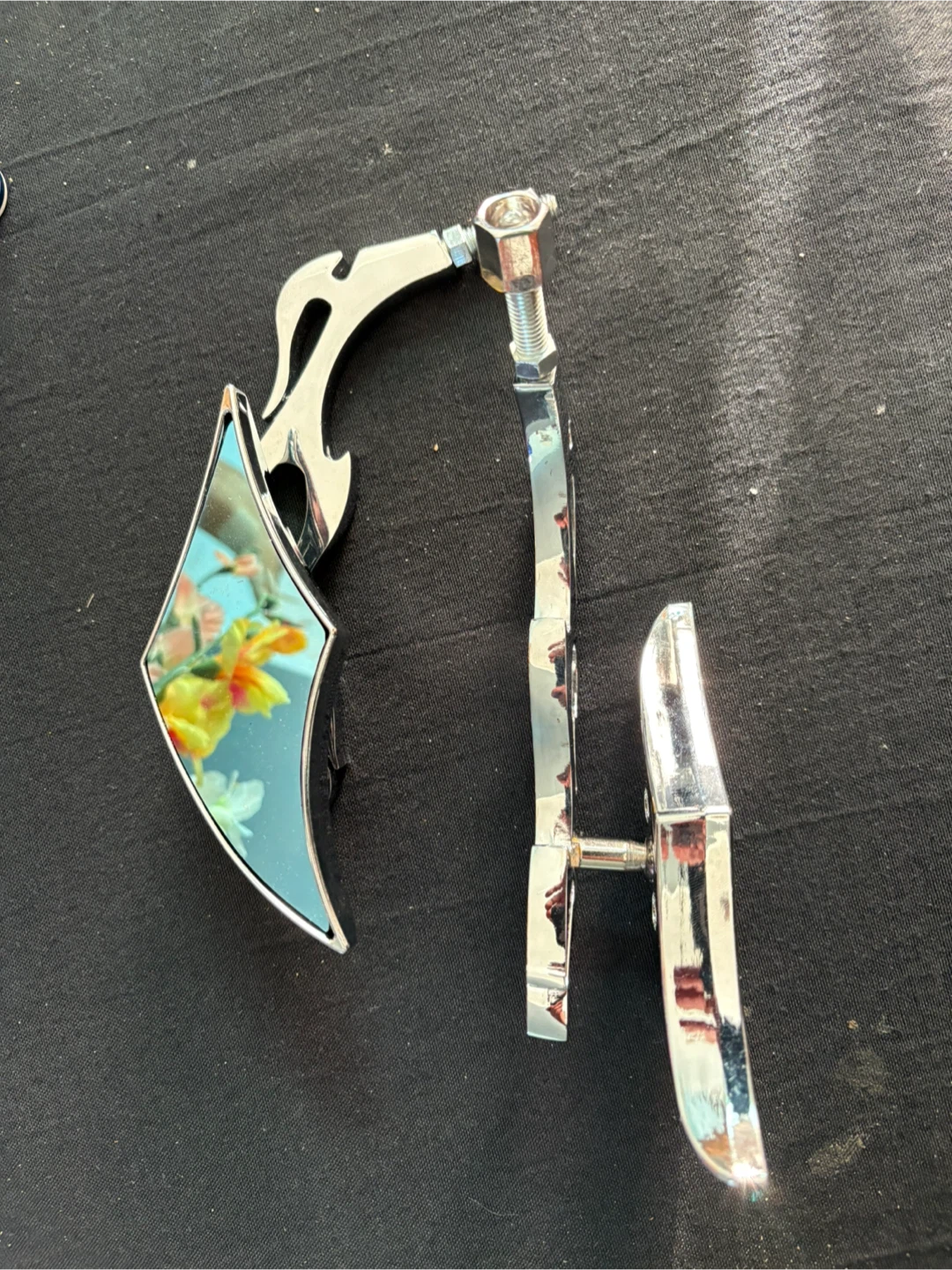 Chrome Flame Motorcycle Mirrors - photo 3