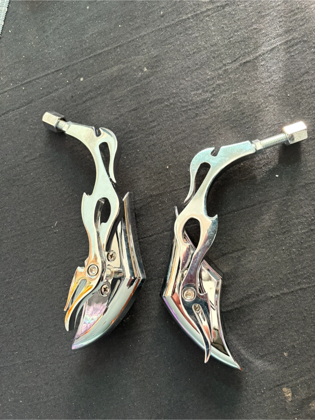 Chrome Flame Motorcycle Mirrors - photo 4