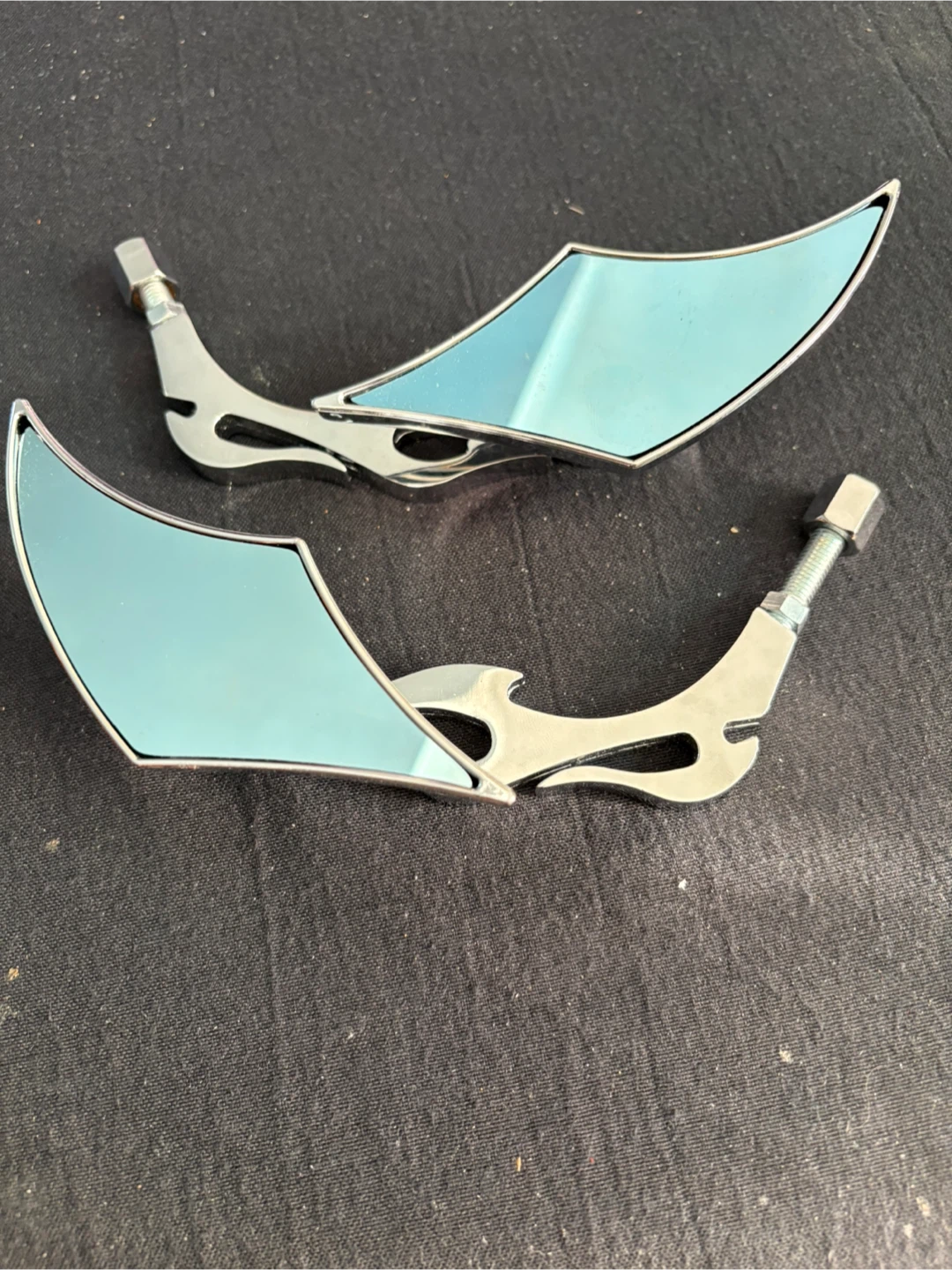 Chrome Flame Motorcycle Mirrors - photo 5