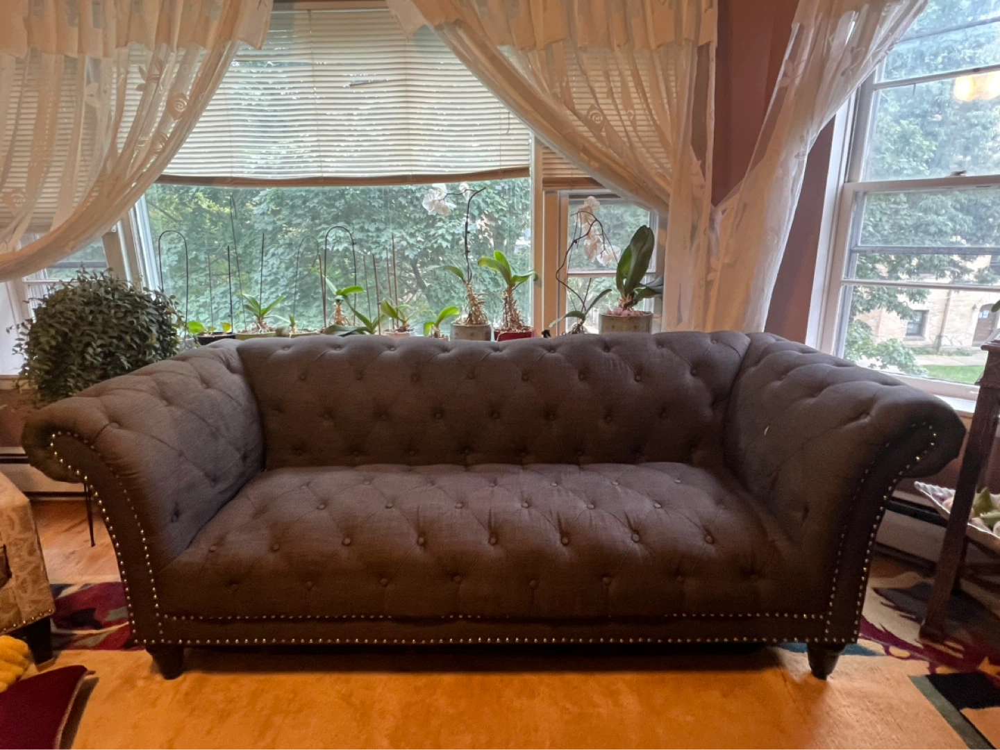 Tufted Sofa and Patterned Accent Chair - photo 4