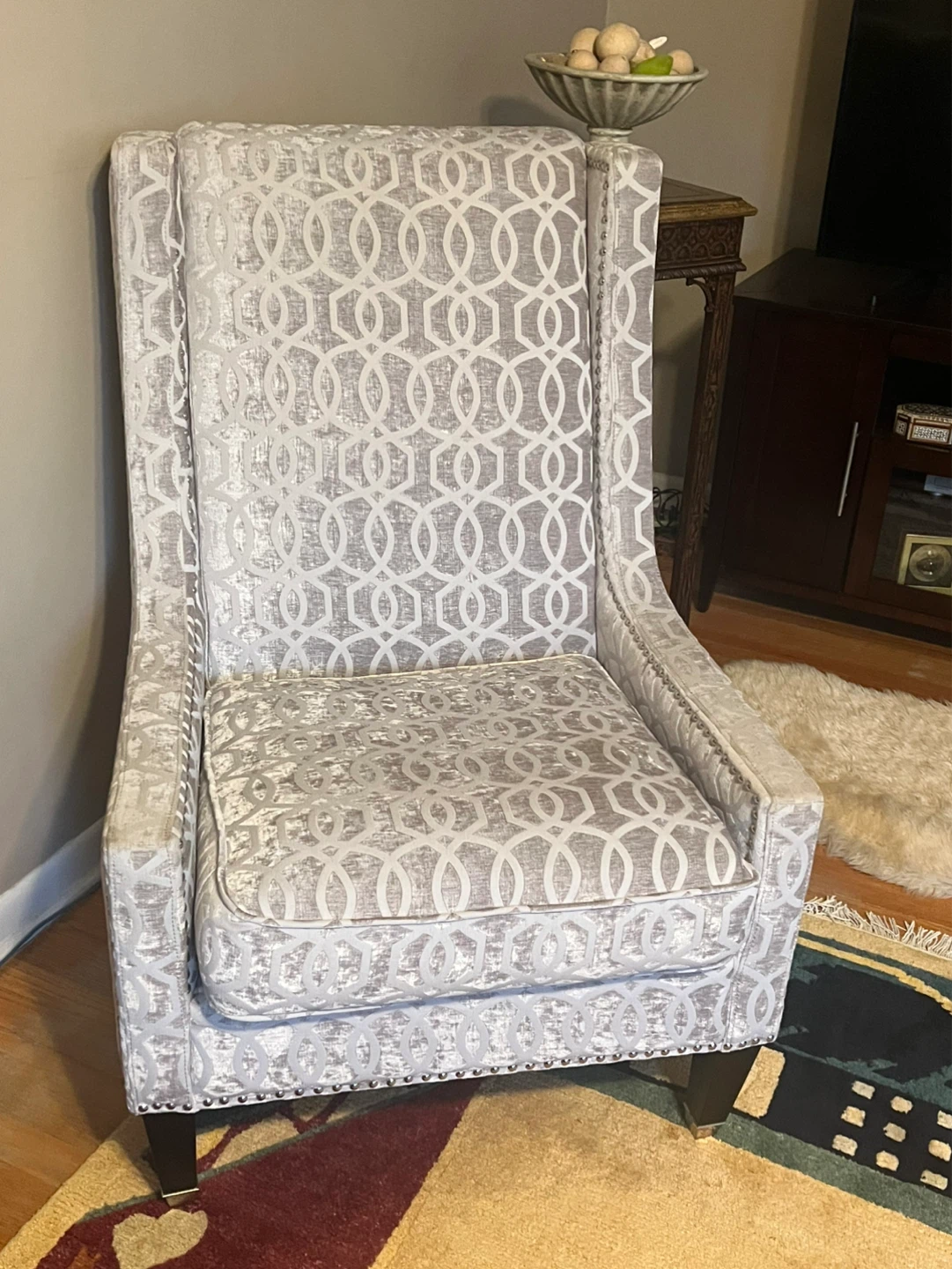 Tufted Sofa and Patterned Accent Chair - photo 2