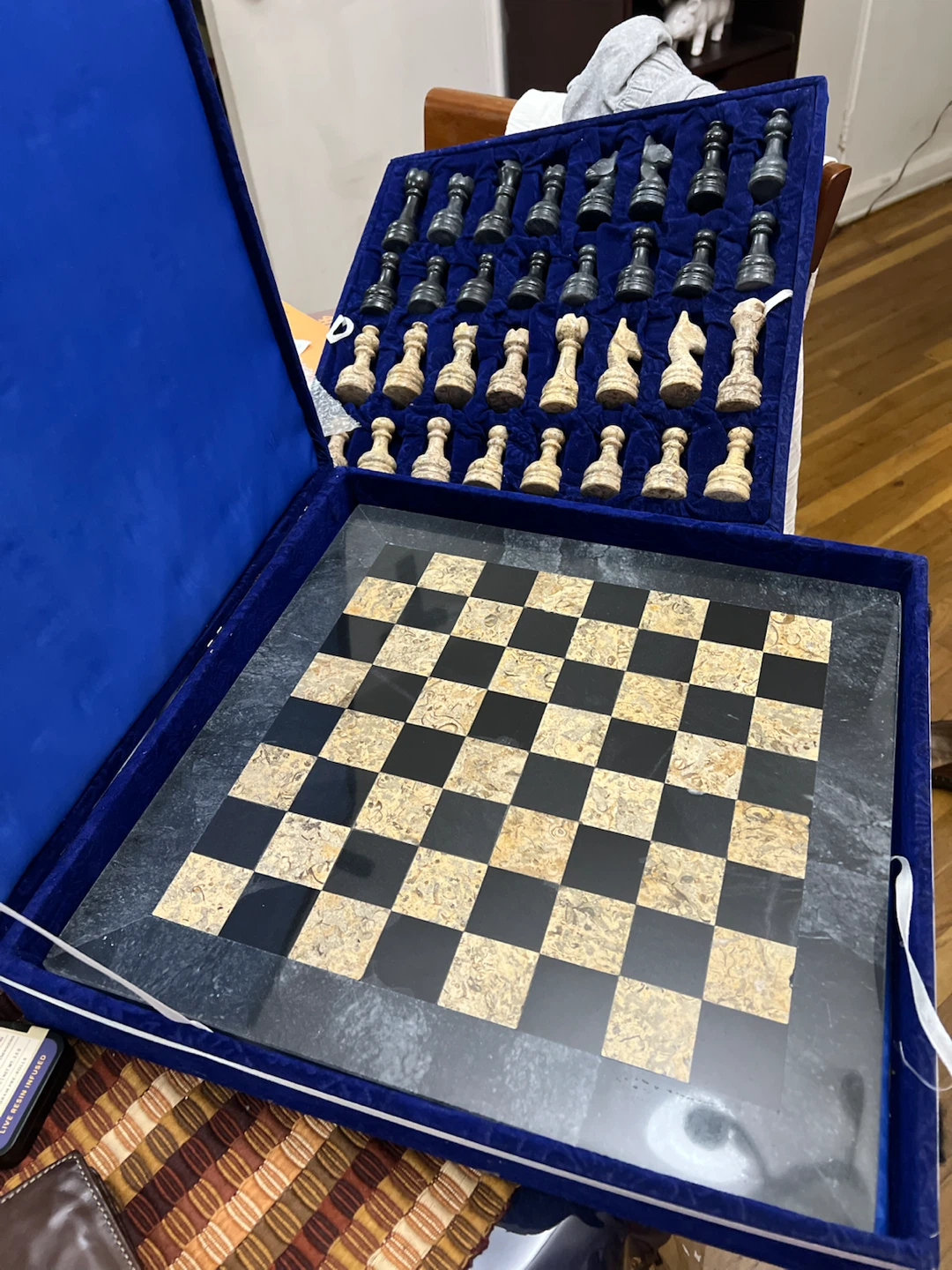 Stone Chess Set with Storage Case