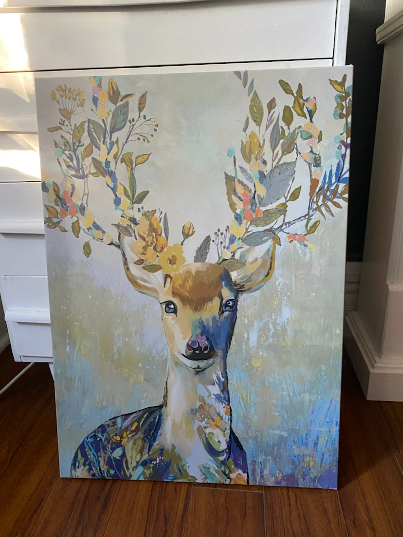 Floral Deer Canvas Wall Art