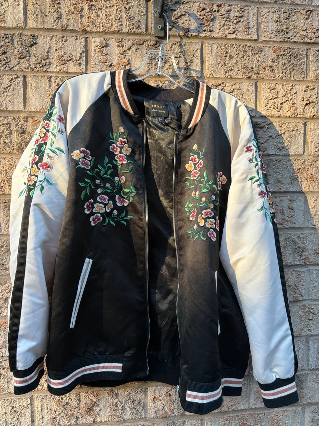 Forever 21 Contemporary Embroidered Bomber Jacket