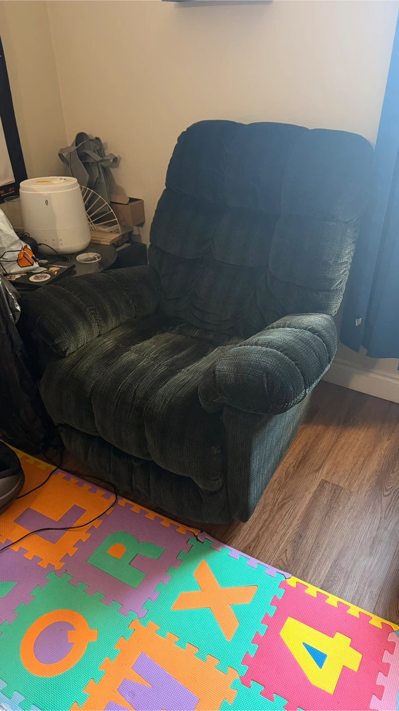 Dark Green Fabric Recliner Chair
