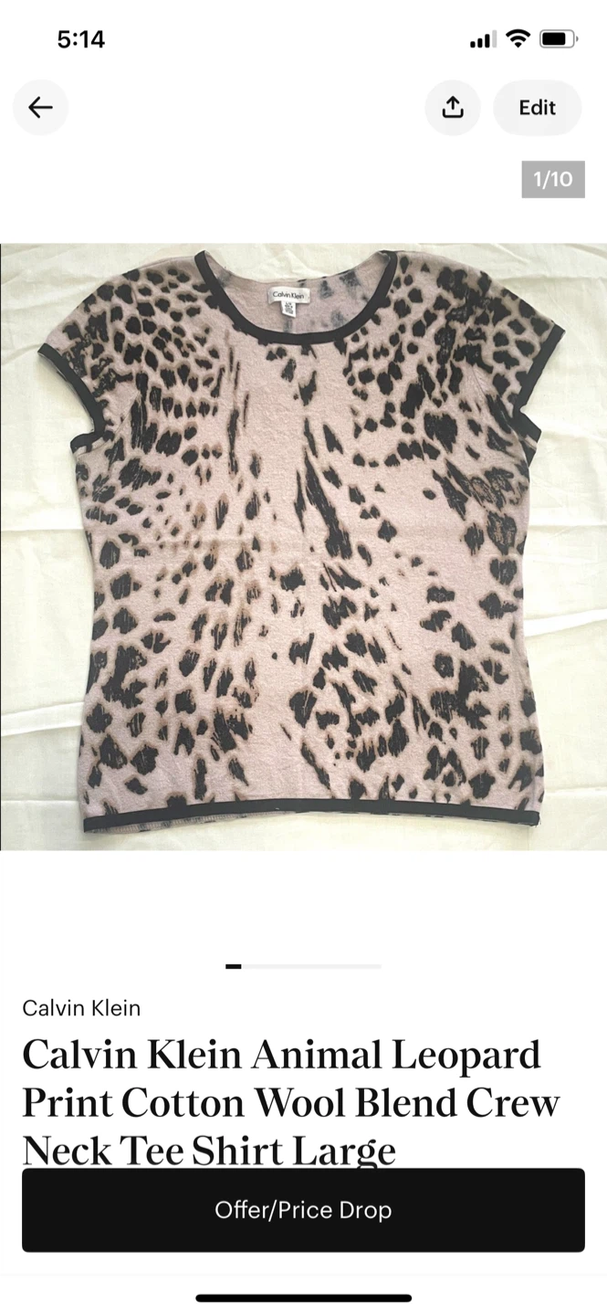 Calvin Klein Animal Leopard Print Crew Neck Tee Shirt