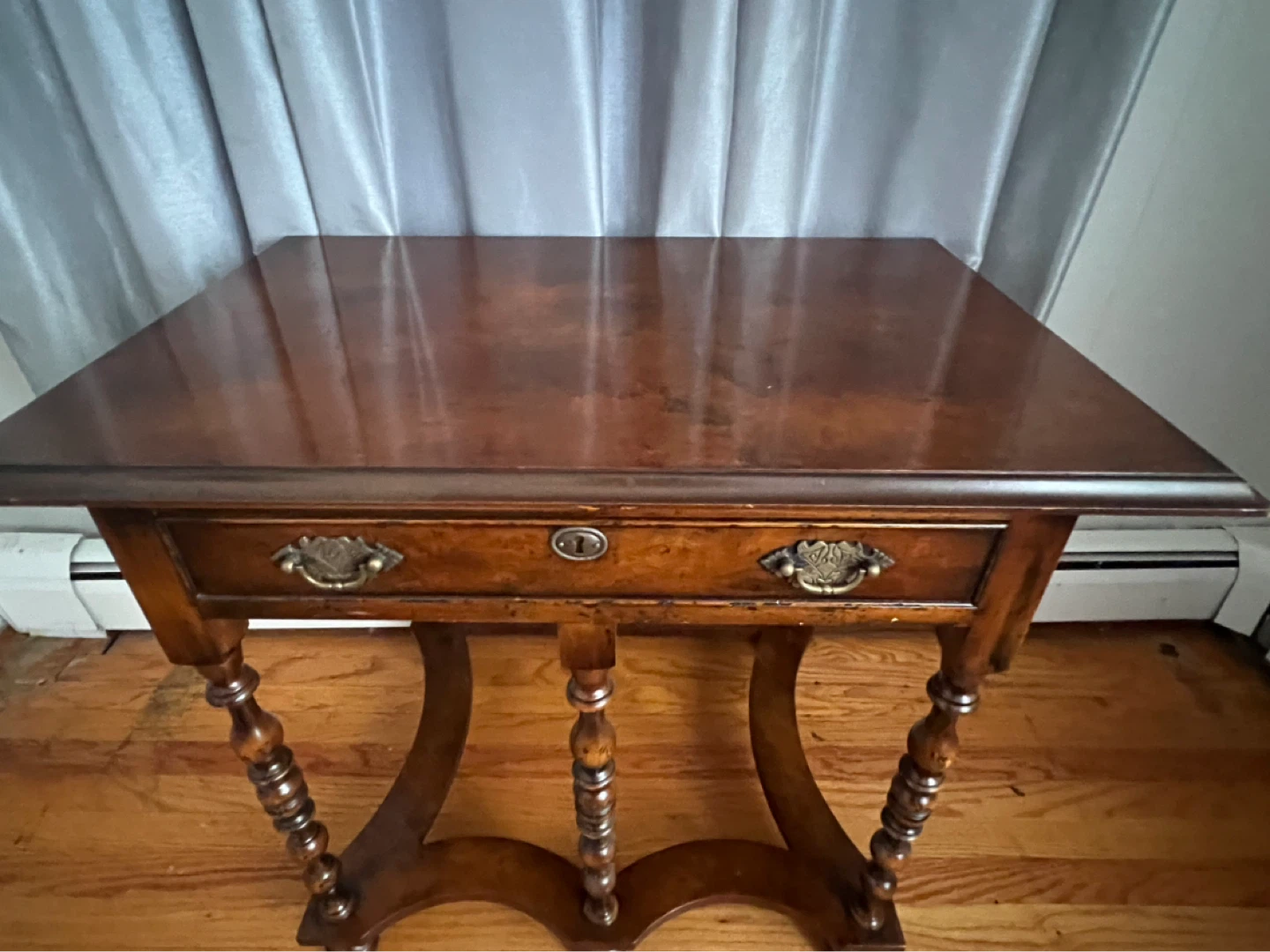 Vintage Wooden Side Table with Drawer - photo 2