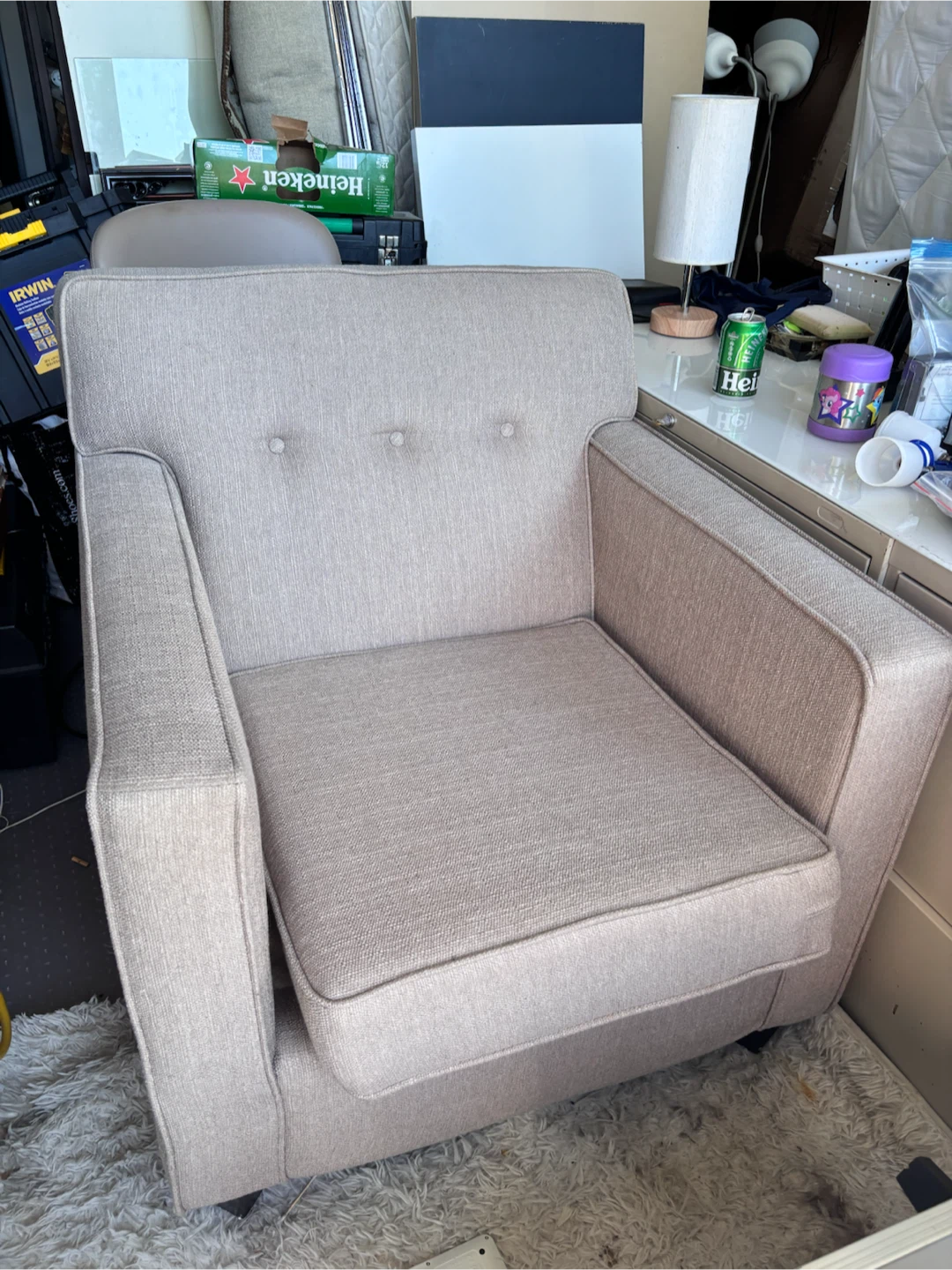 Beige Upholstered Armchair