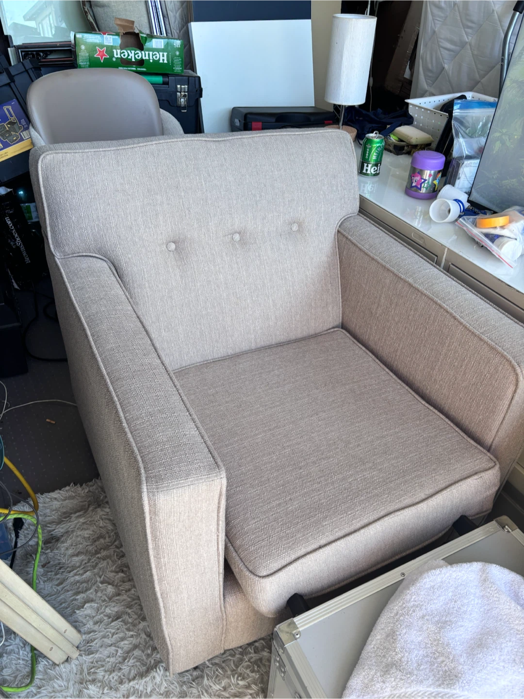 Beige Upholstered Armchair - photo 2