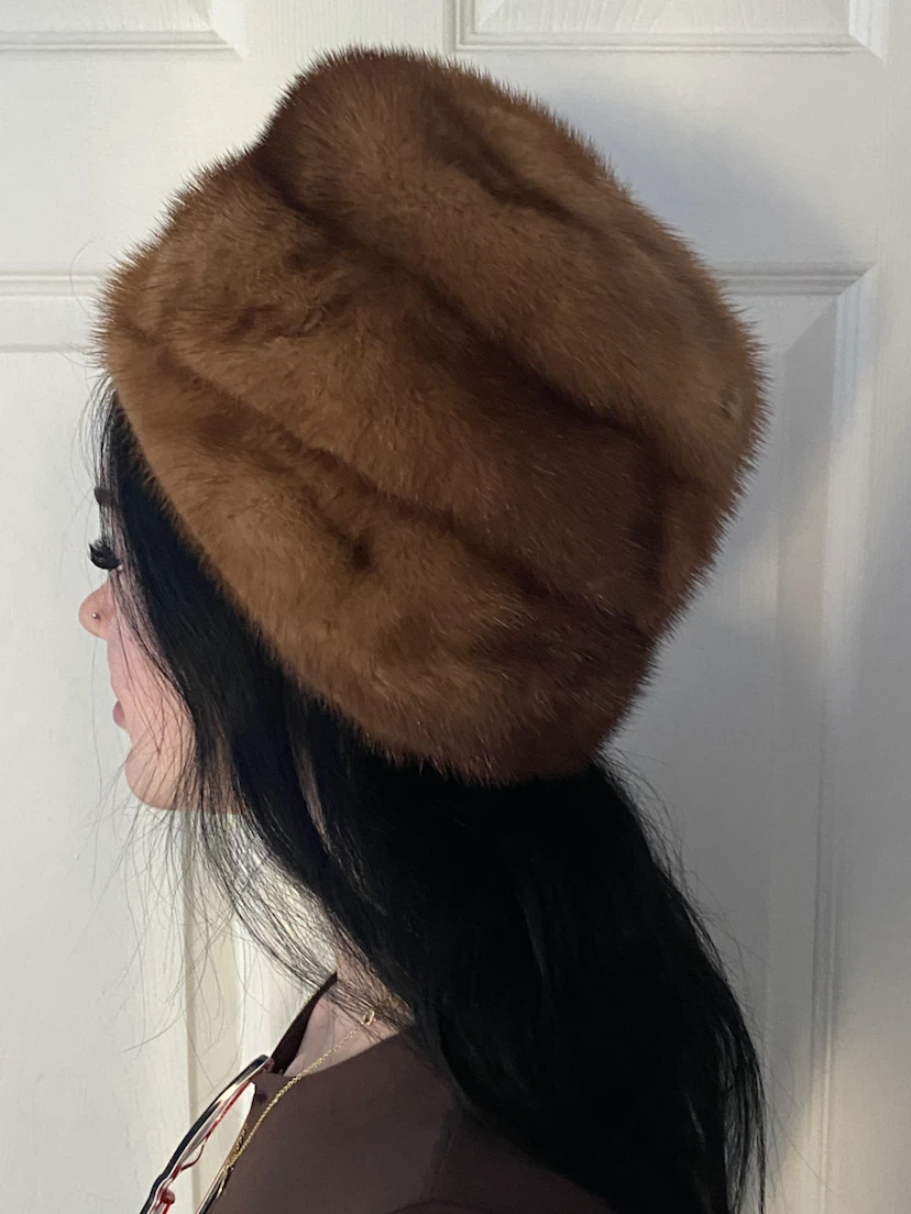 Vintage Pastel Mink Fur Hat 1970’s with original bill!