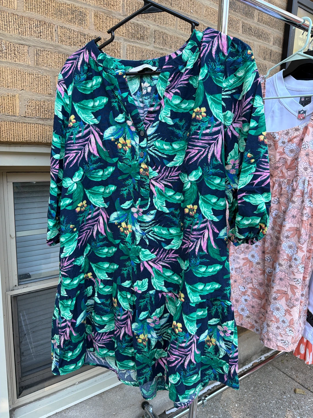 Tropical Print Button-Front Tunic