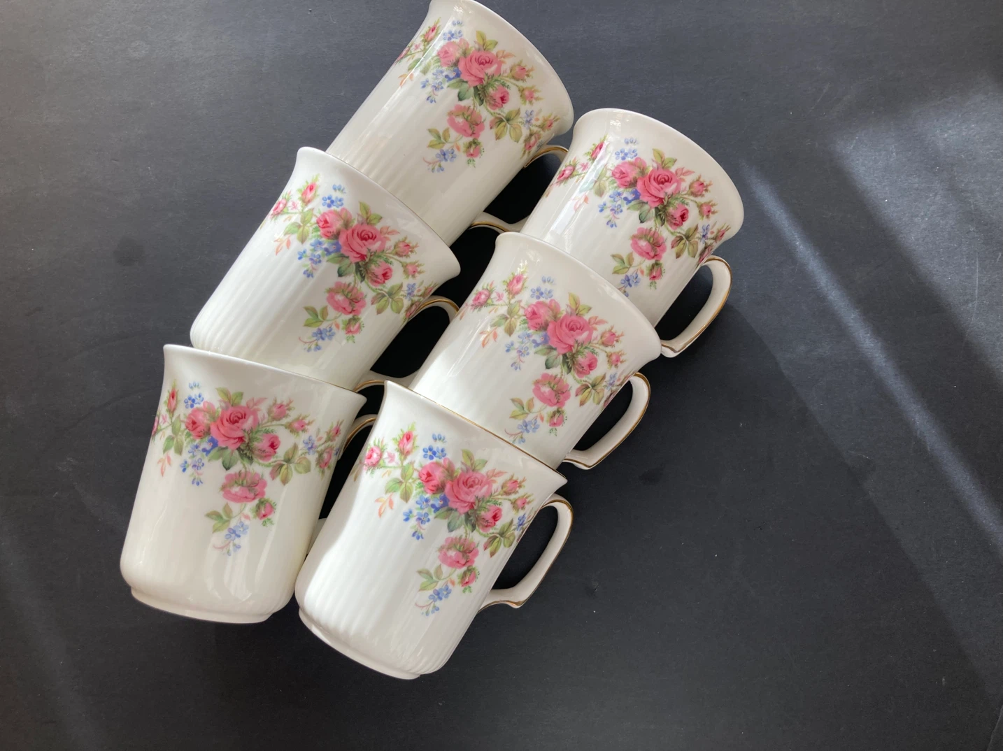 Set of 6 Royal Albert Moss Rose Bone China Mugs - photo 2