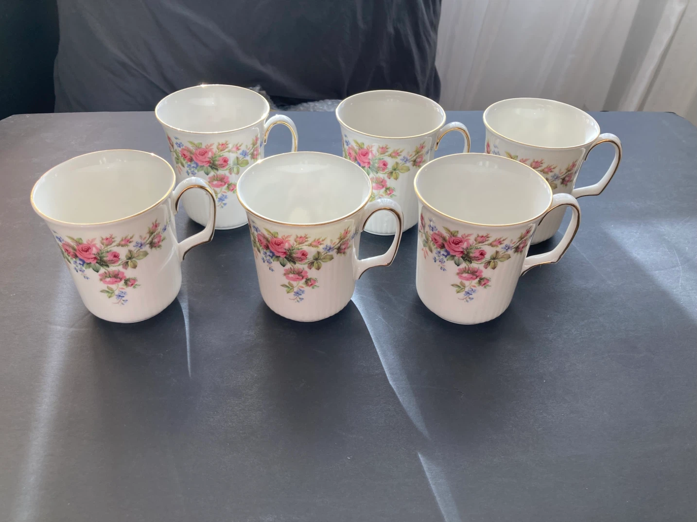 Set of 6 Royal Albert Moss Rose Bone China Mugs - photo 3