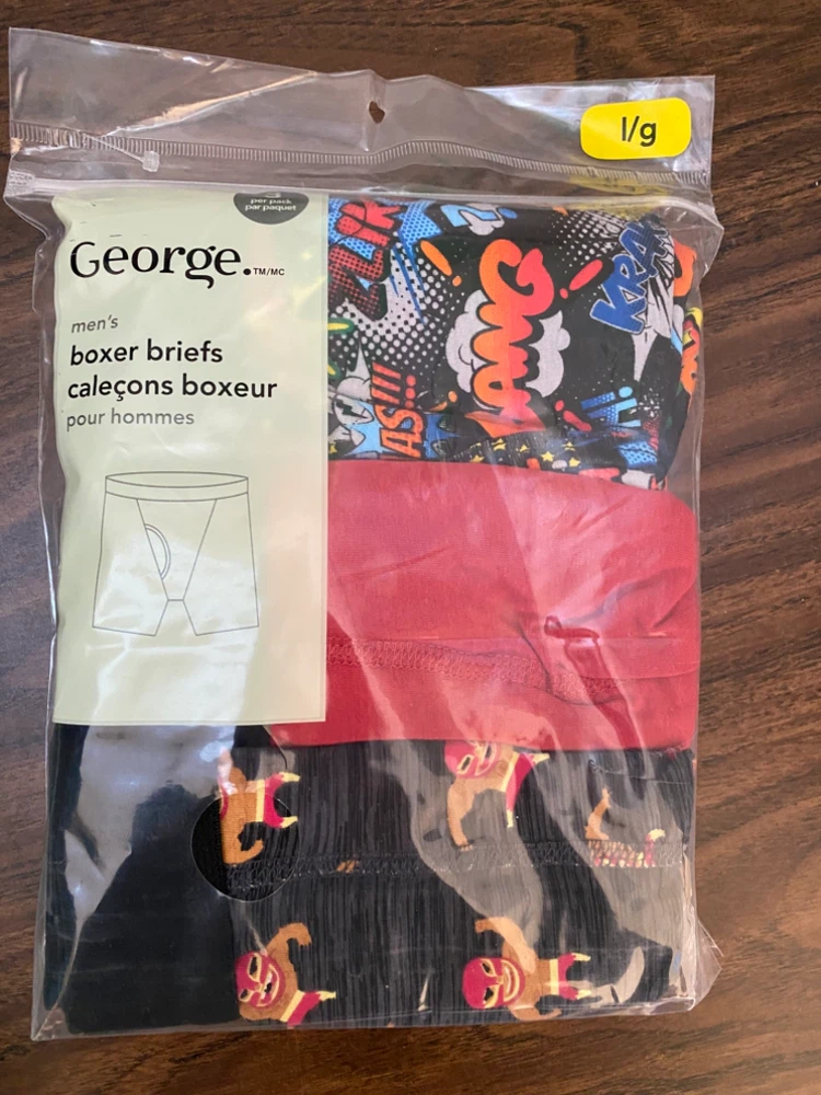 Men's Boxer Briefs, Large, 3-Pack