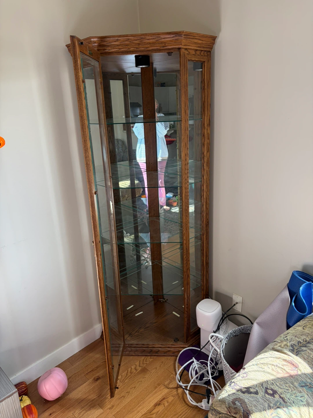 Oak Corner Curio Cabinet