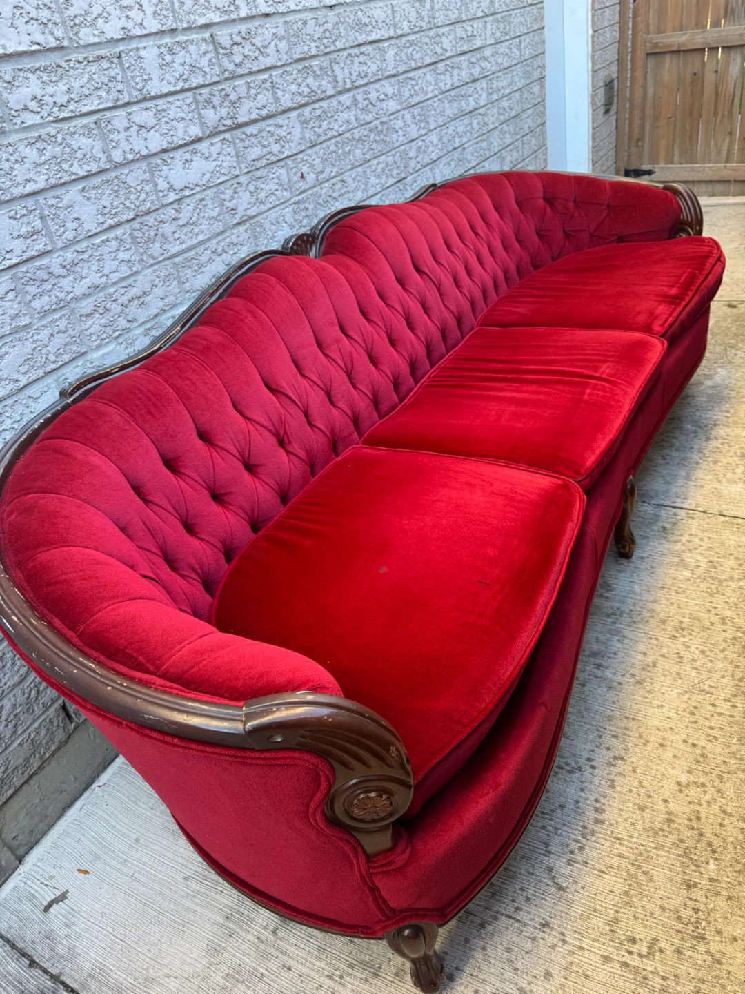 Vintage Red Velvet Sofa