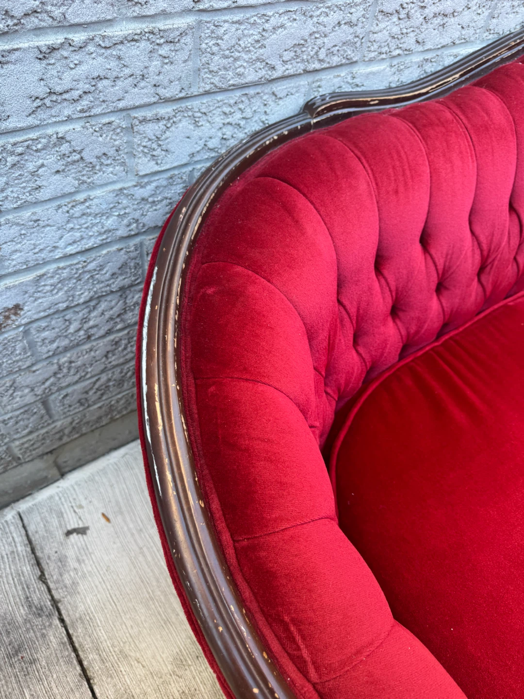 Vintage Red Velvet Sofa - photo 2