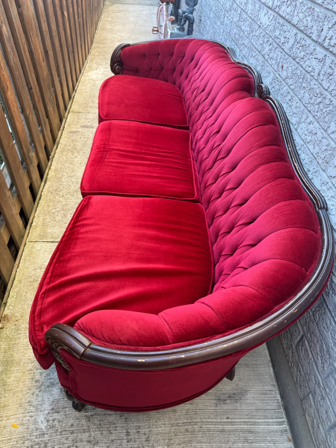 Vintage Red Velvet Sofa - photo 4