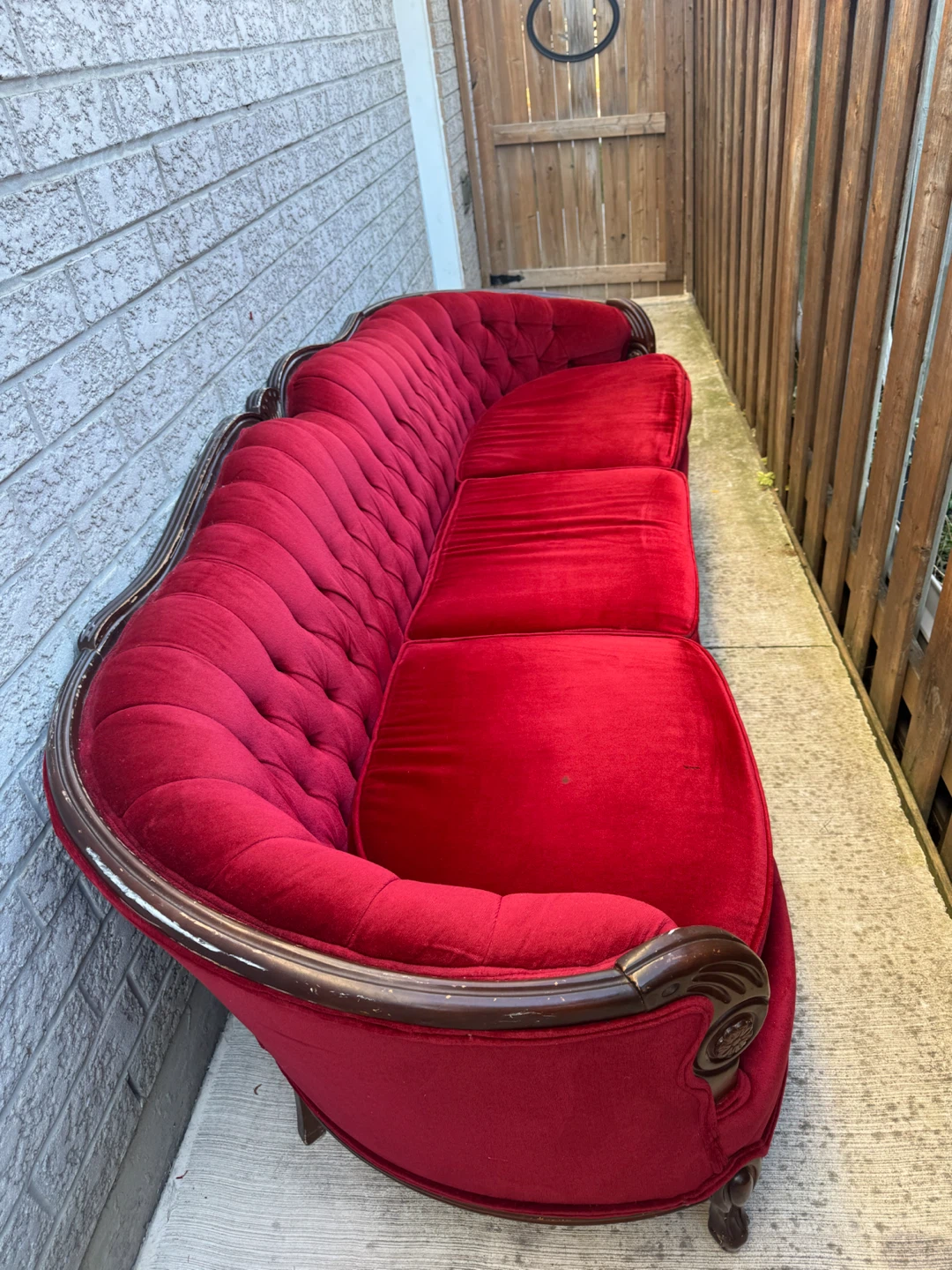 Vintage Red Velvet Sofa - photo 5