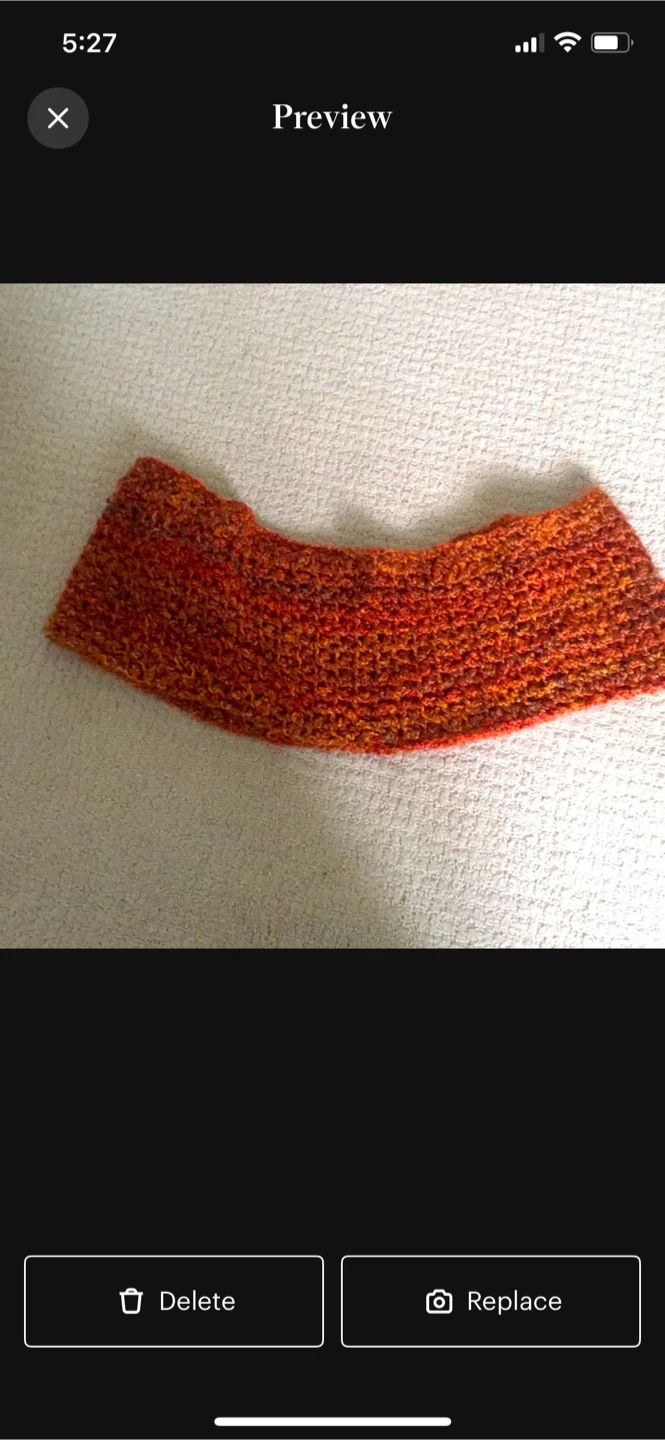 Handmade orange and red crochet infinity scarf