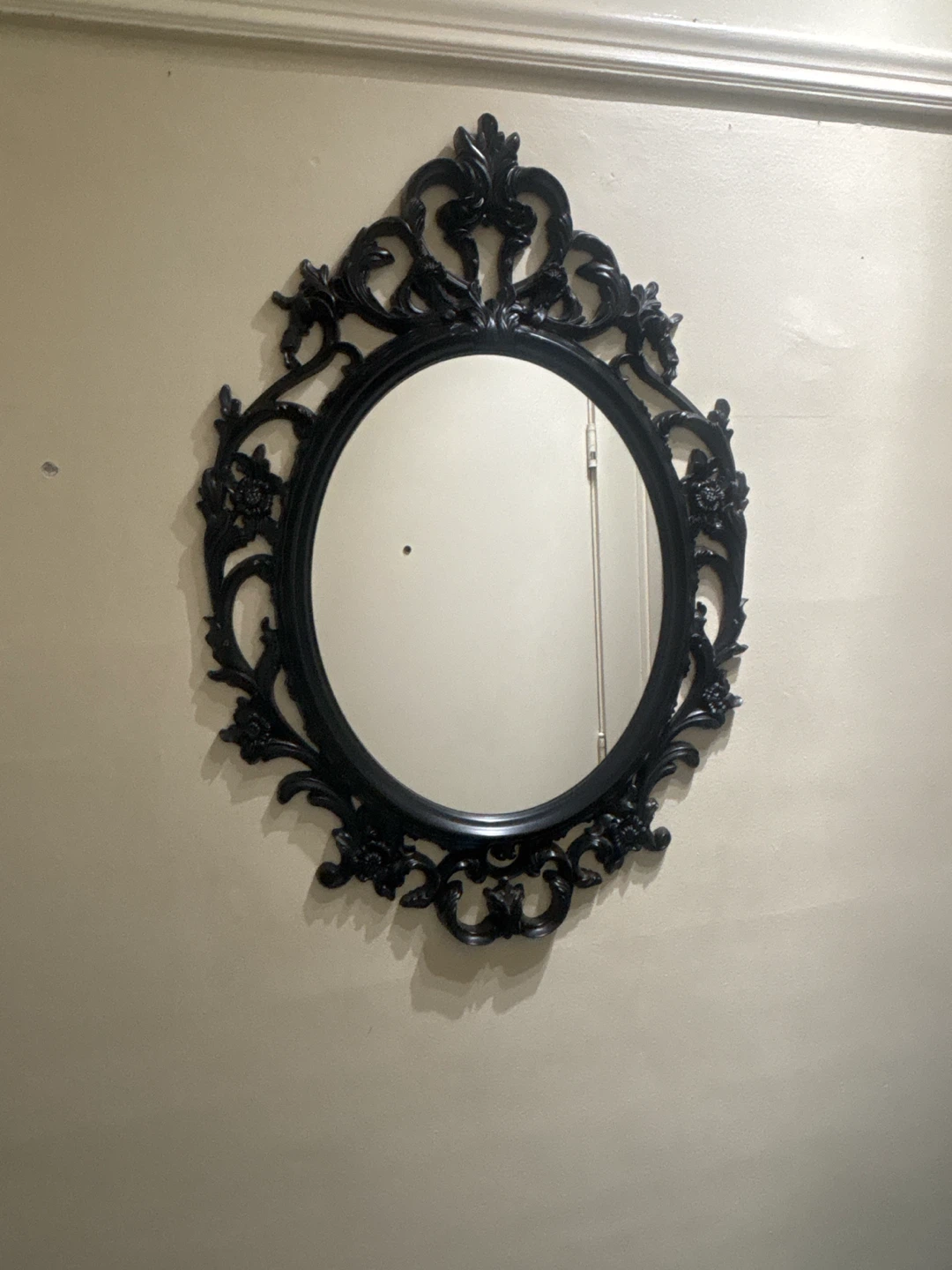 Ornate Black Oval Wall Mirror - photo 2
