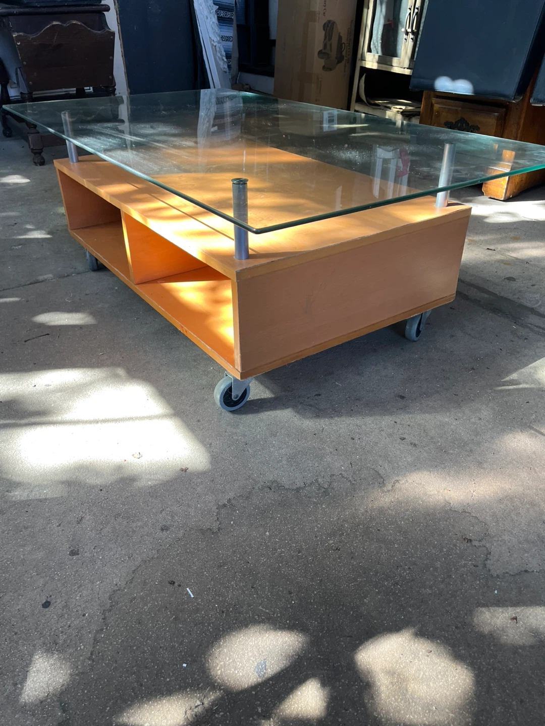 Glass Top Coffee Table with Wheels - photo 3