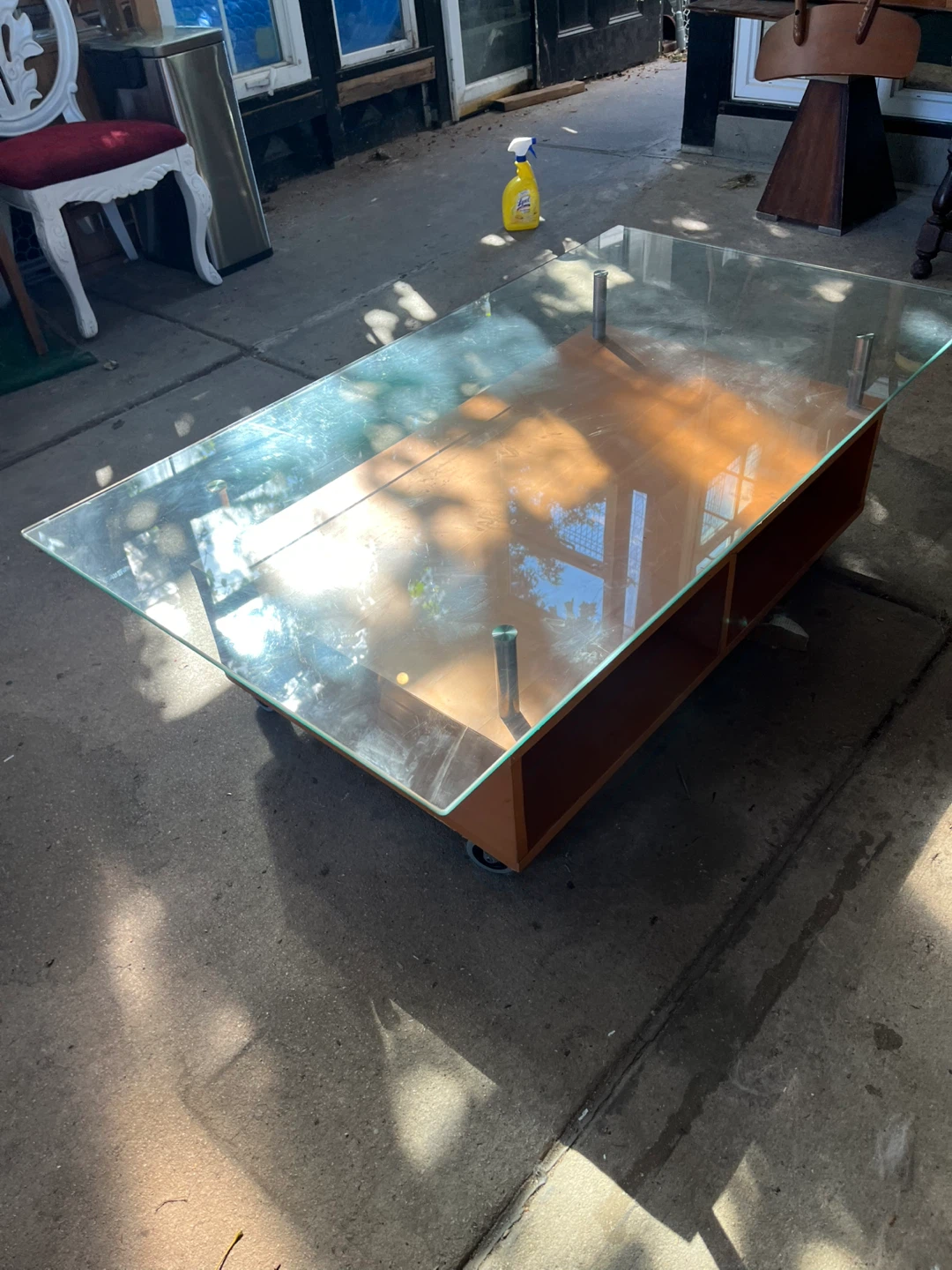 Glass Top Coffee Table with Wheels - photo 4