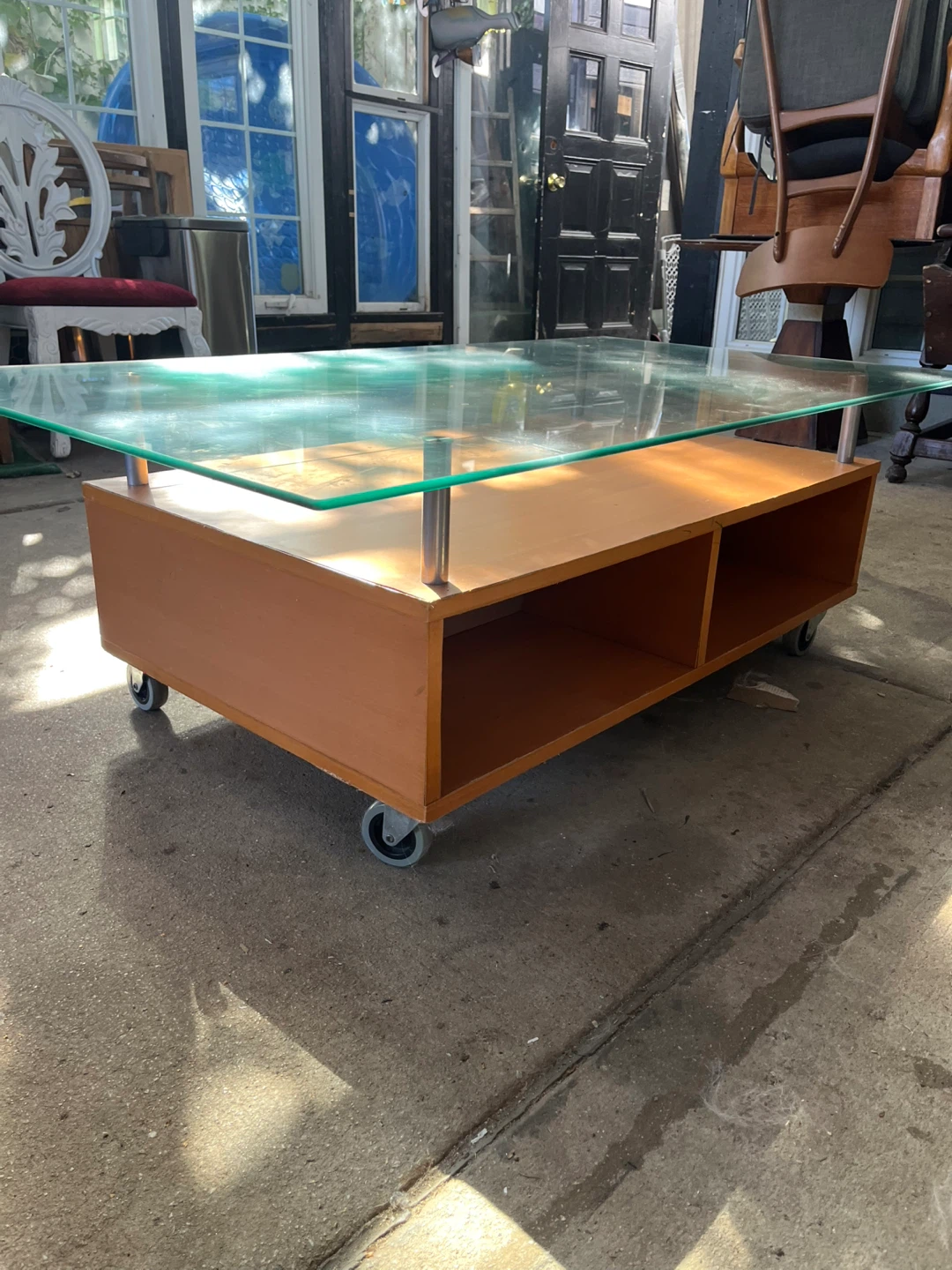 Glass Top Coffee Table with Wheels - photo 5