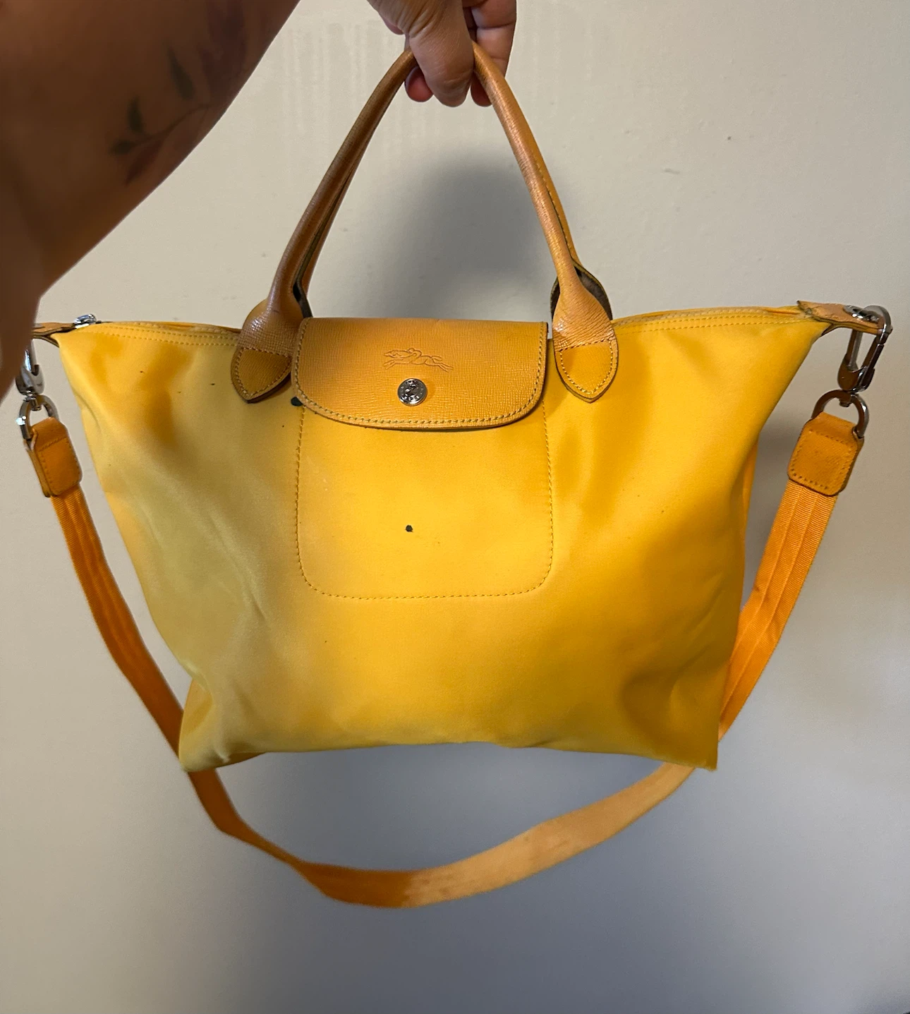 Longchamp Mustard Yellow Nylon Tote Bag (Ad up = Available)