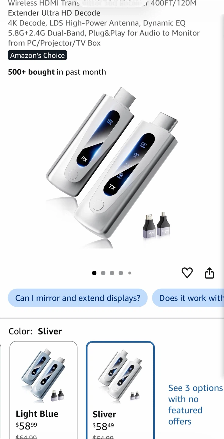 Wireless HDMI Transmitter and Receiver Extender Kit