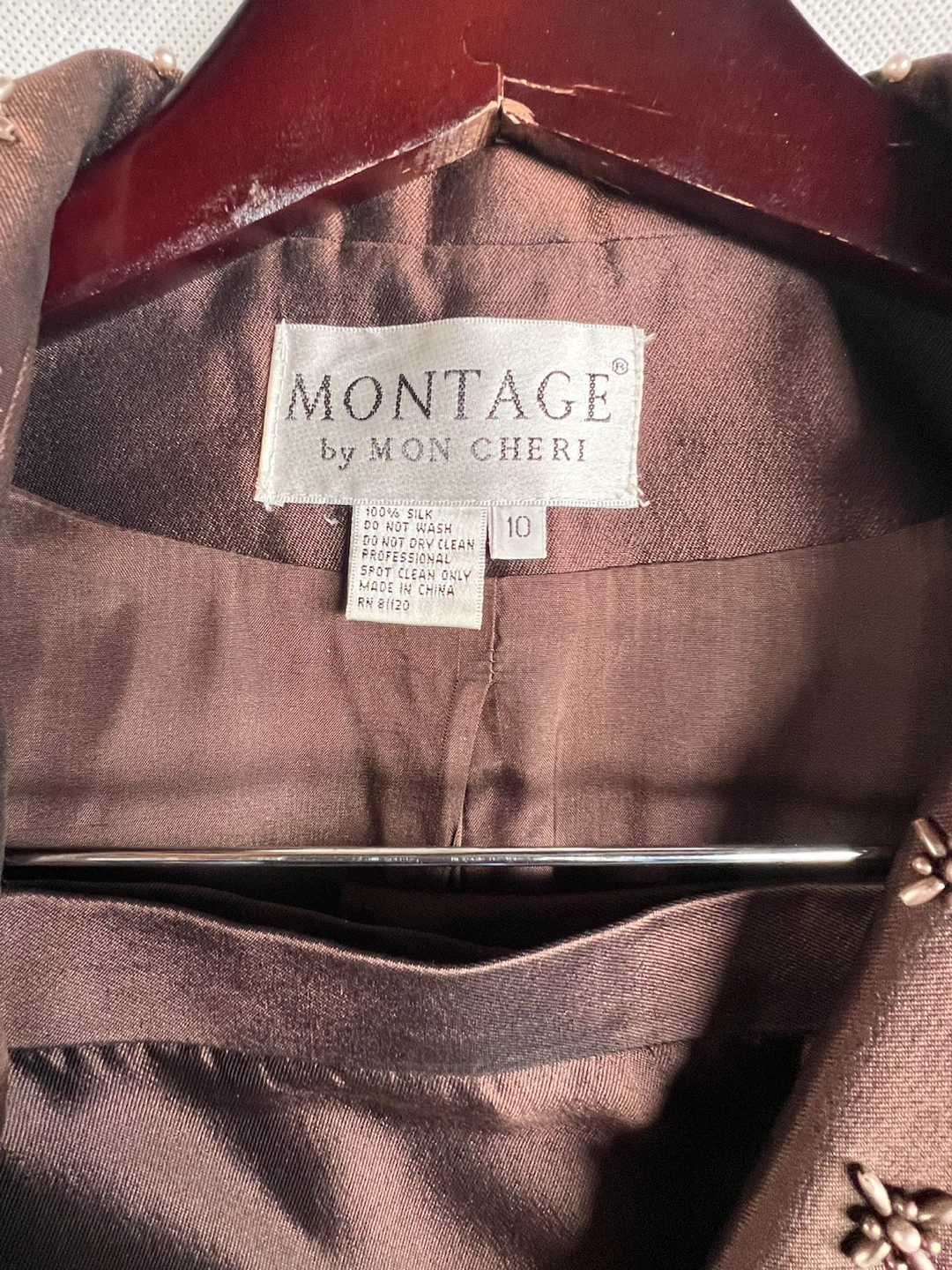Montage by Mon Cheri Silk Skirt Suit Brown Size 10 - photo 2
