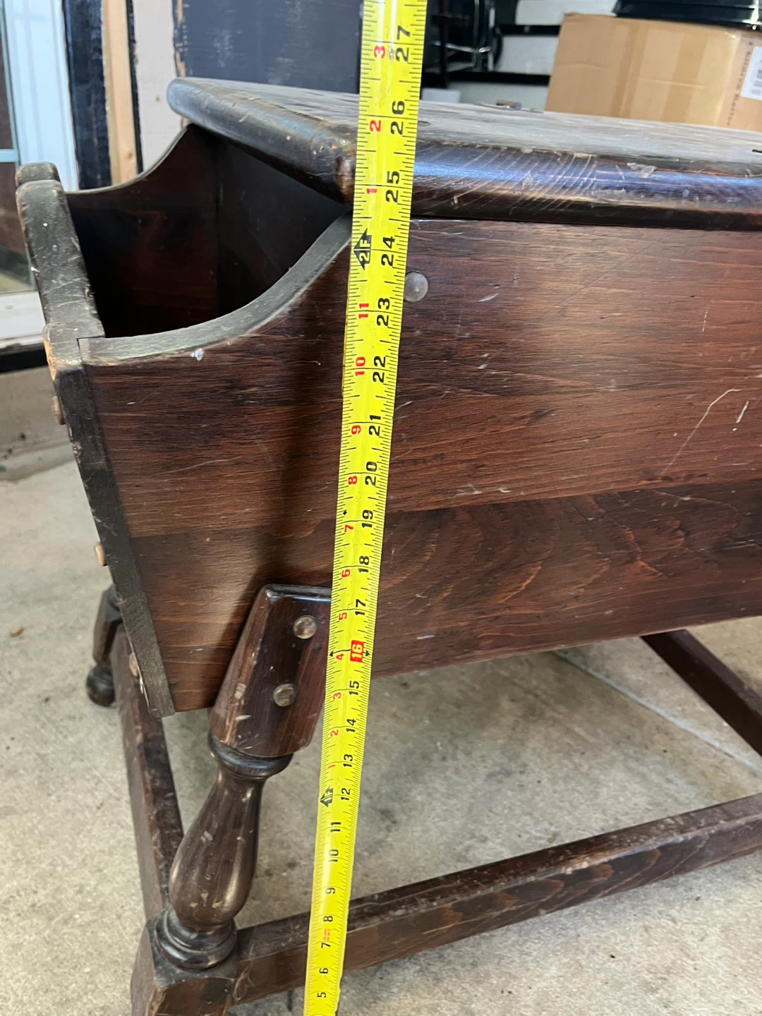 Vintage Wooden Storage Bin with Flip Lid - photo 2
